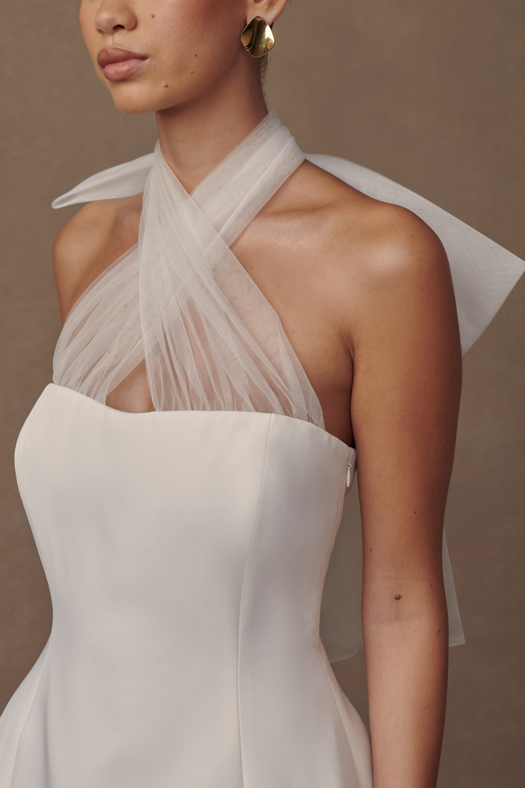 Maryam Tulle Bow Mini Dress - White