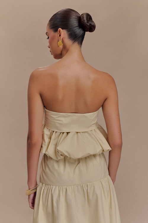 Amirah Strapless Bubble Crop Top - Nude