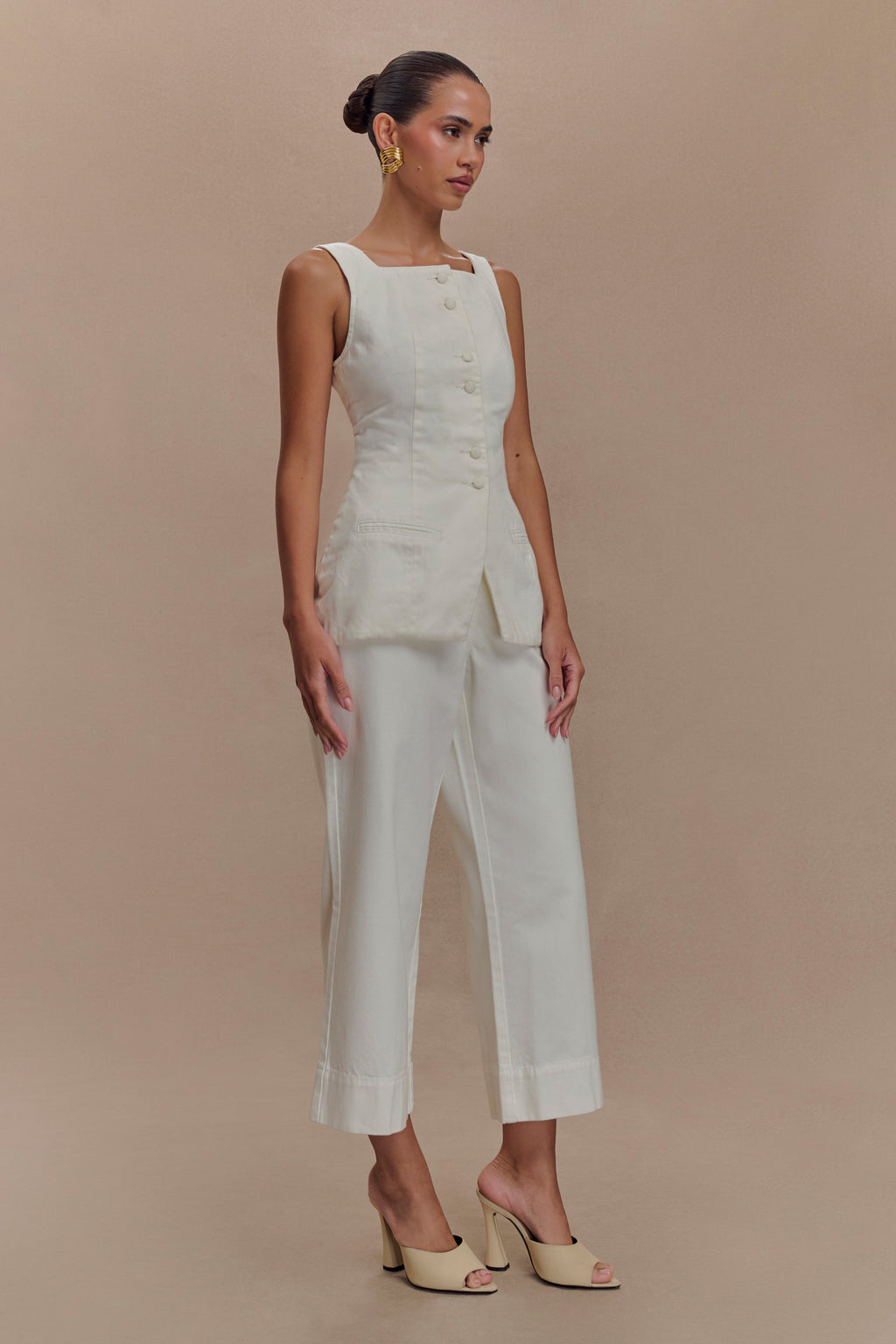 Kaitlyn Cropped Wide Leg Jeans - White