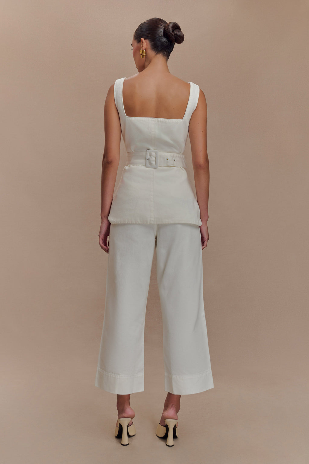 Kaitlyn Cropped Wide Leg Jeans - White