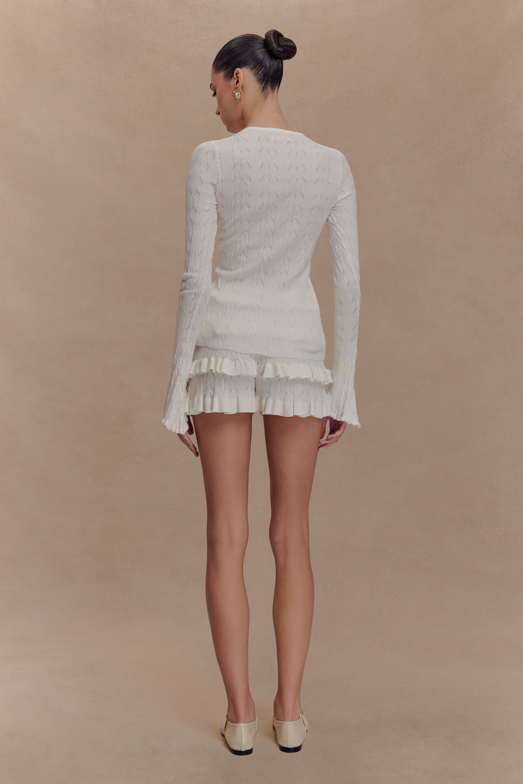 Amy Pointelle Knit Frill Bloomers - Ivory