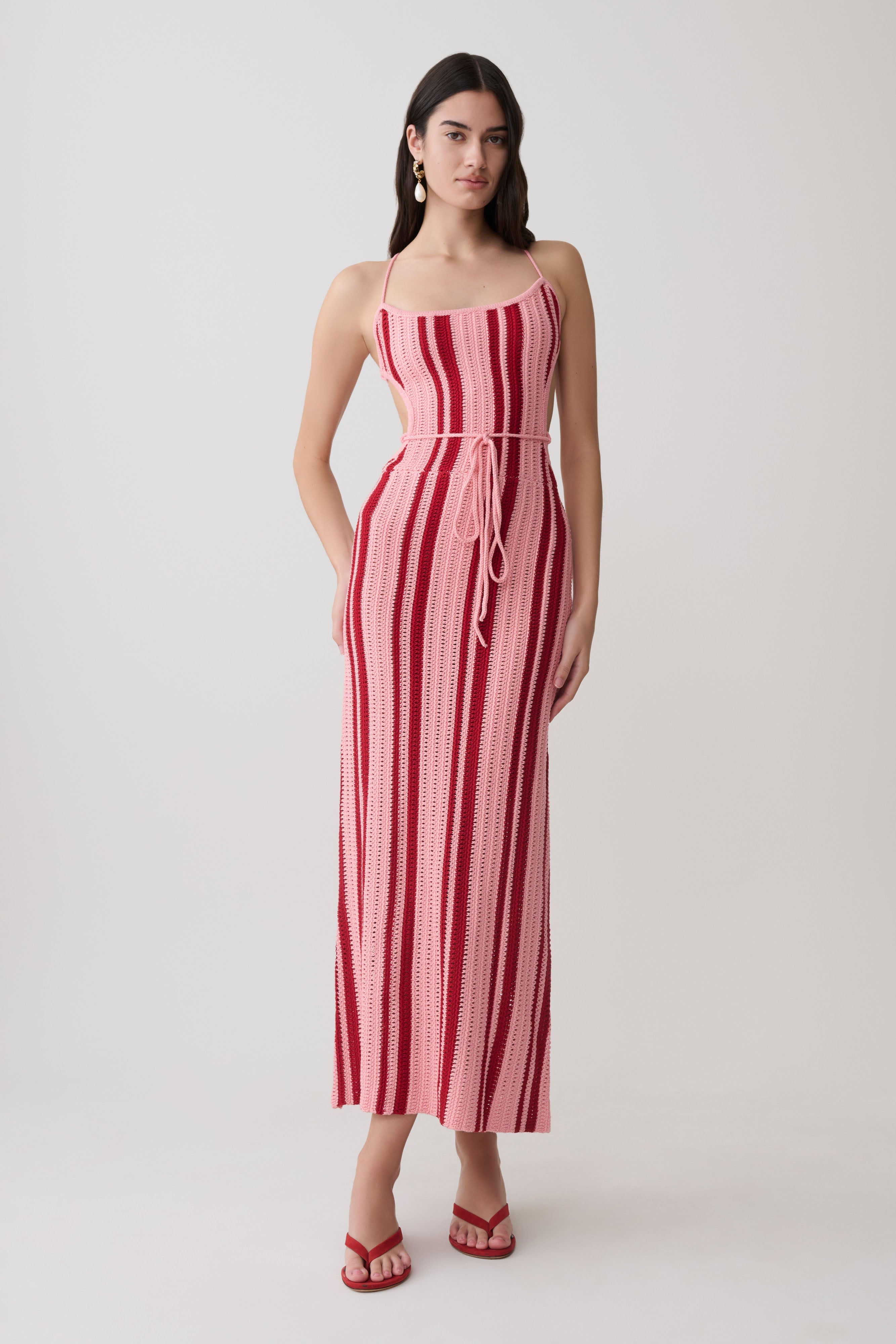 Shepherd Crochet Halter Maxi Dress - Pink