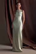Violet Sleeveless Satin Maxi Dress - Sage
