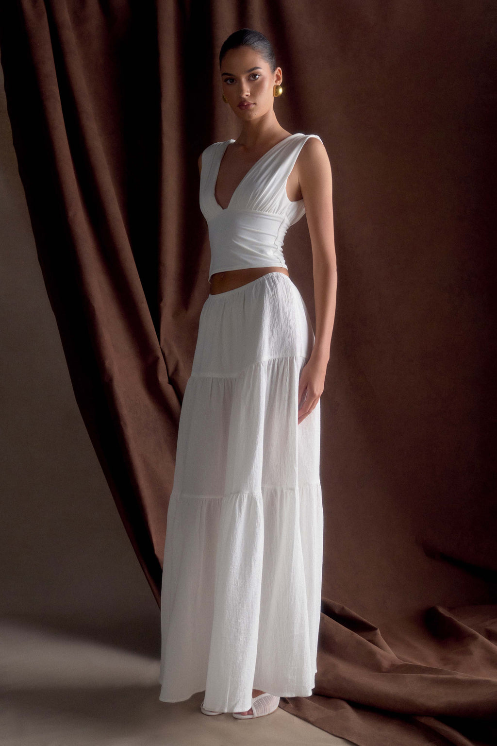 Jacinda Cotton Maxi Skirt - White