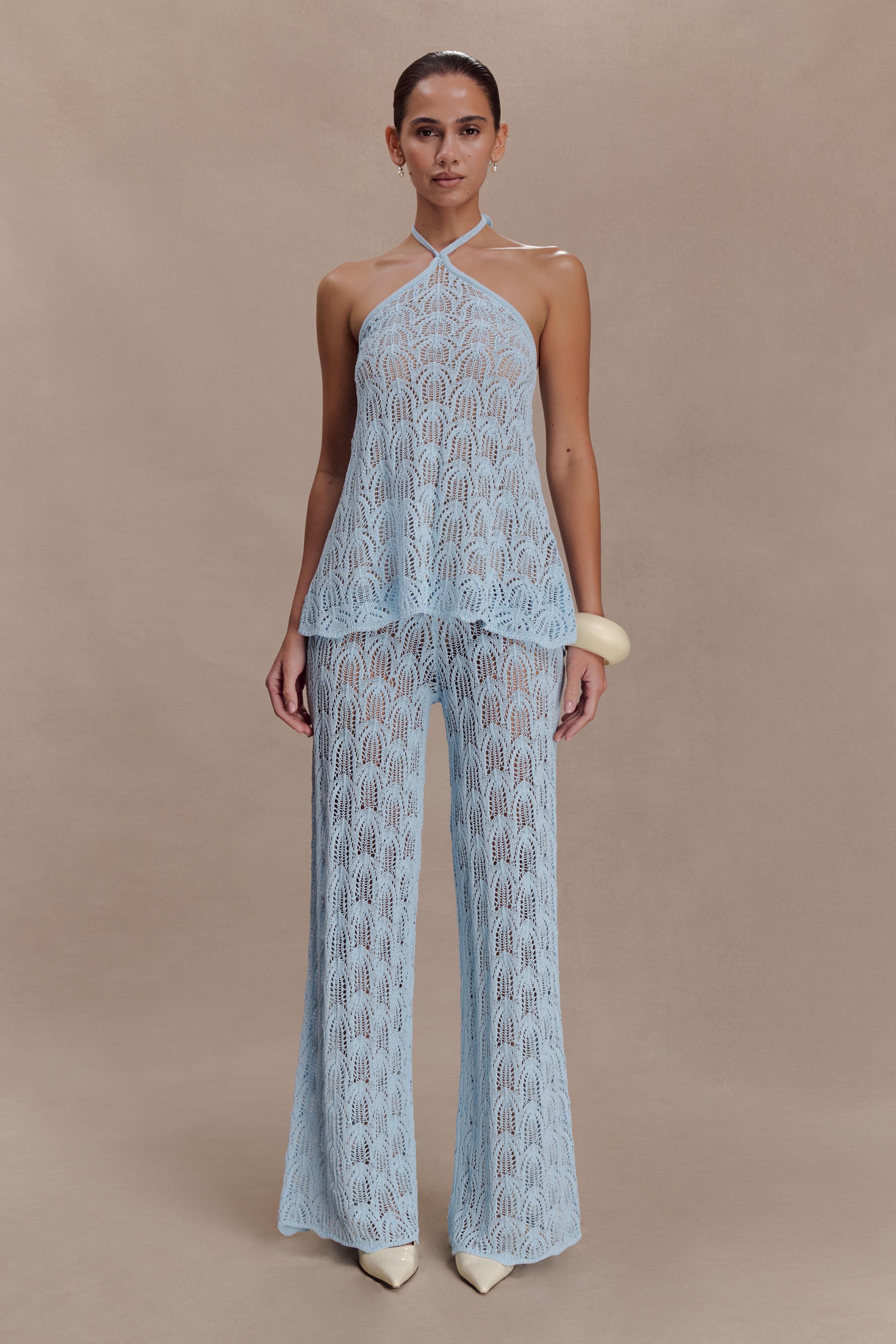 Glinda Crochet Pants - Light Blue