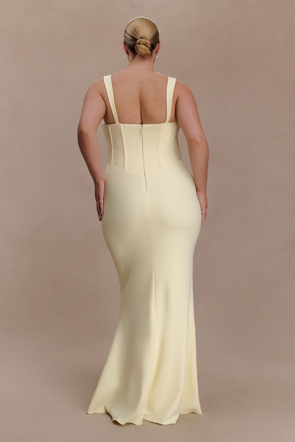 Luella Crepe Corset Maxi Dress - Lemon