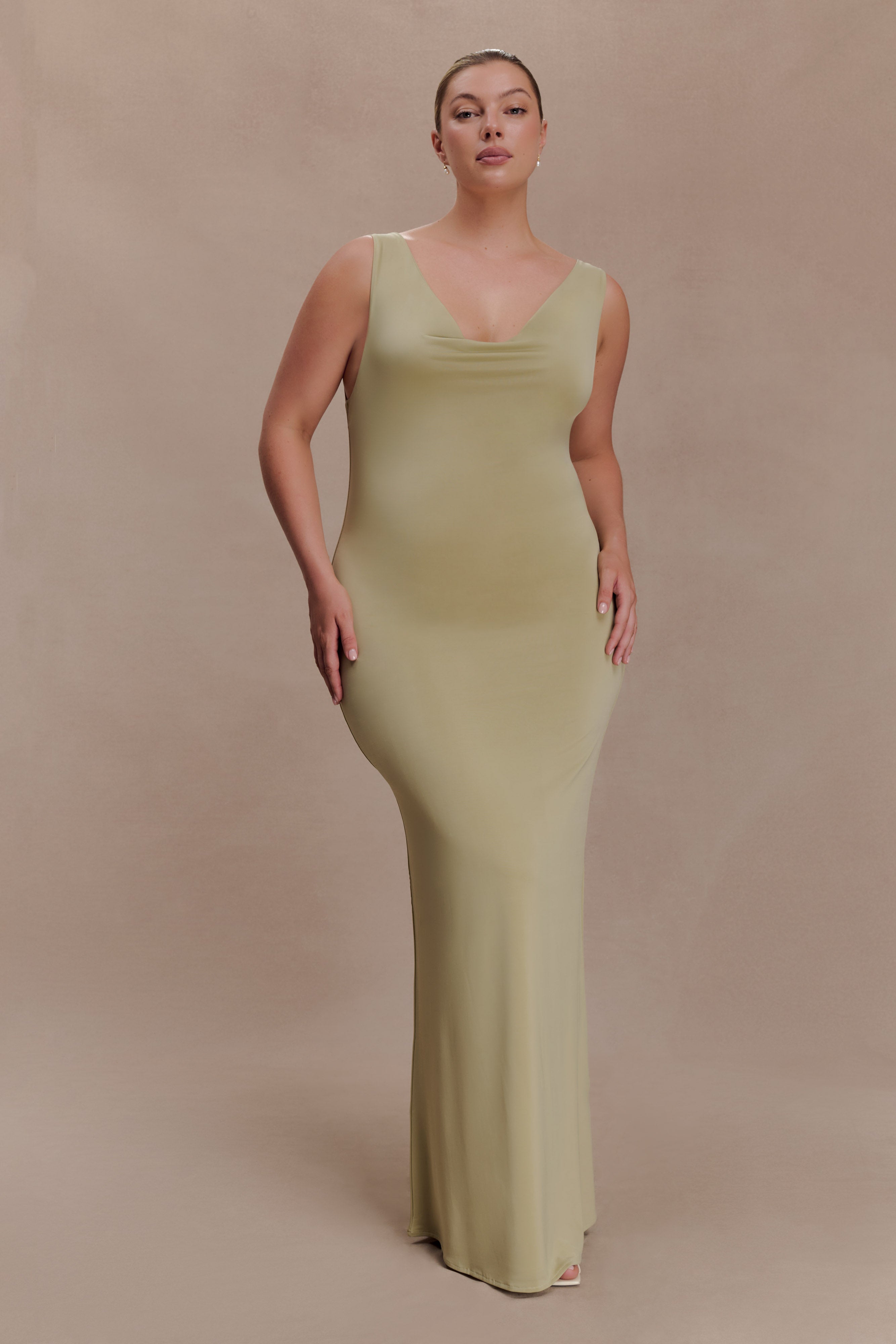 Marta Slinky Cowl Maxi Dress - Sage