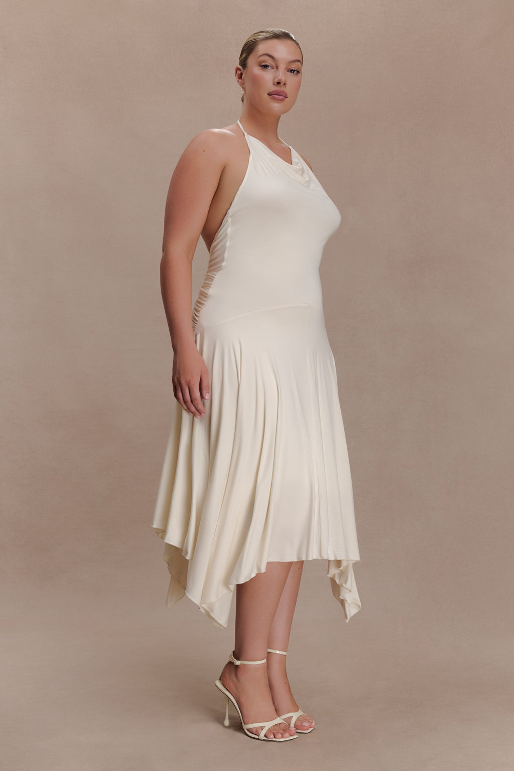 Sylvie Modal Hankie Midi Dress - Ivory