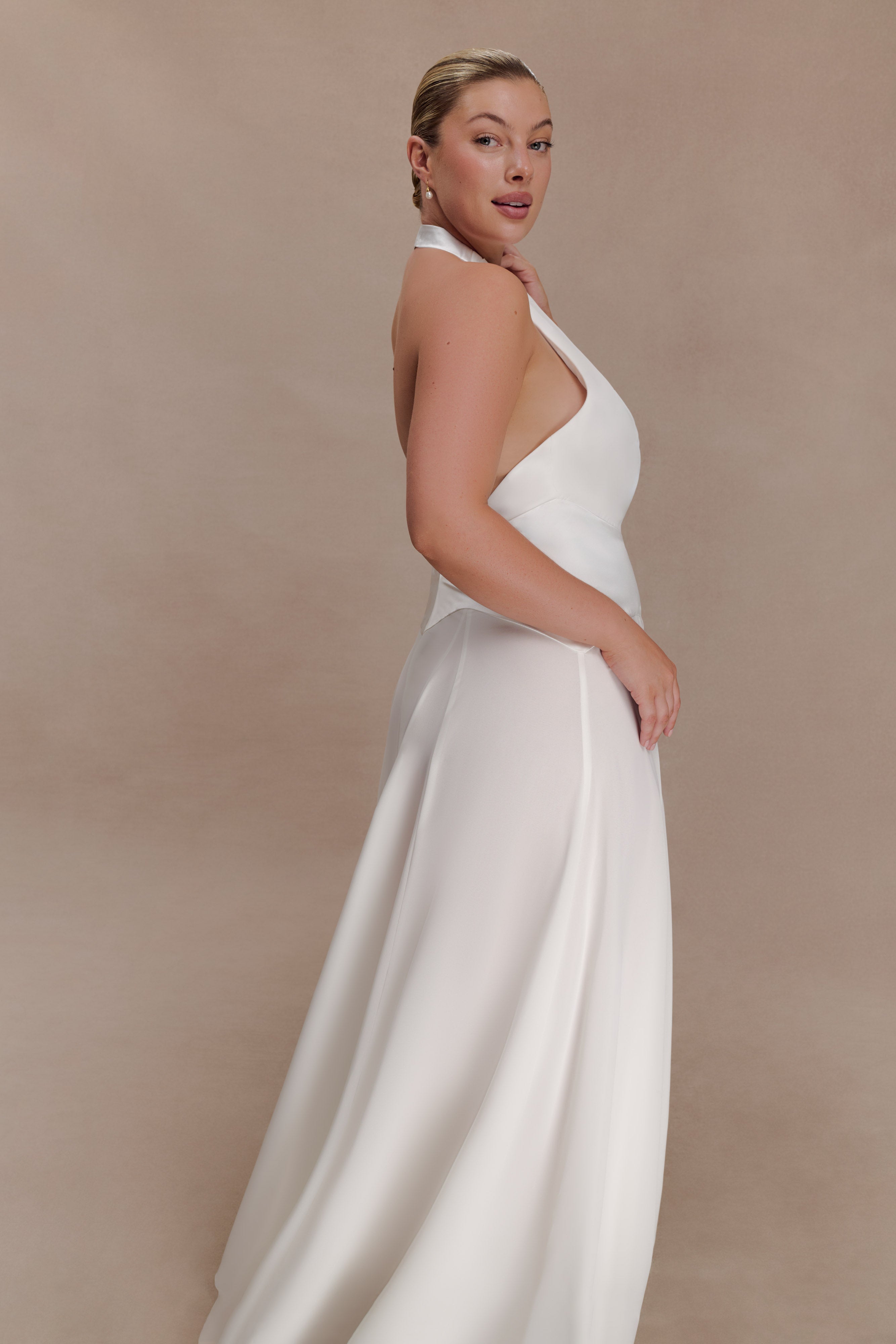 Susan Chiffon Halter Maxi Dress - Ivory