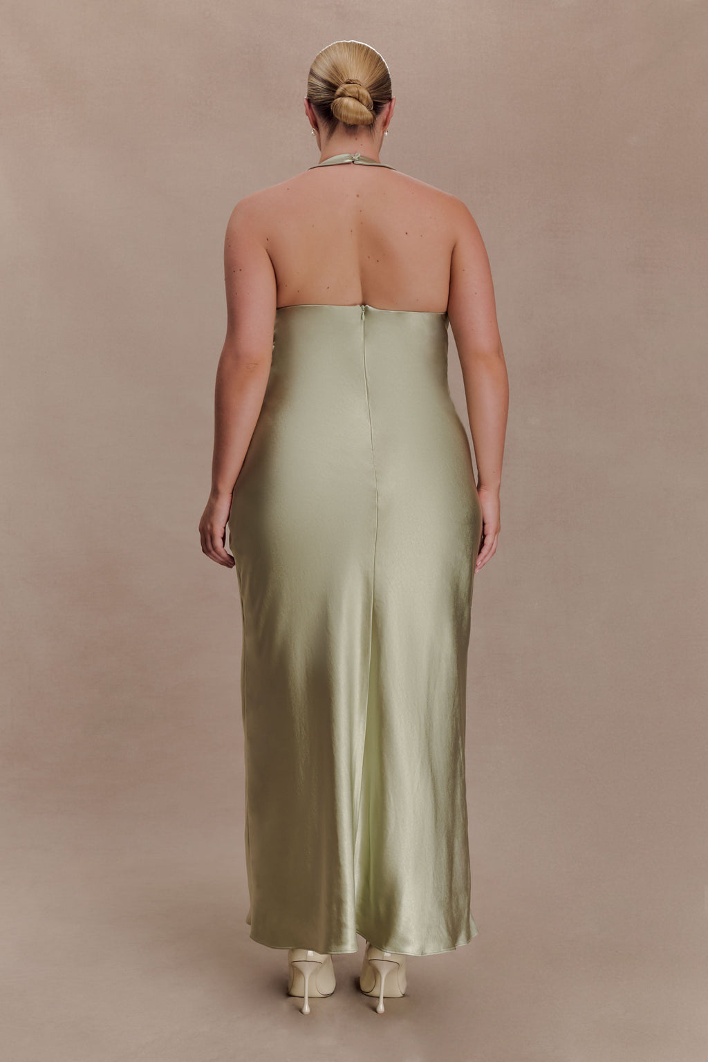 Alice Satin Halter Maxi Dress - Sage