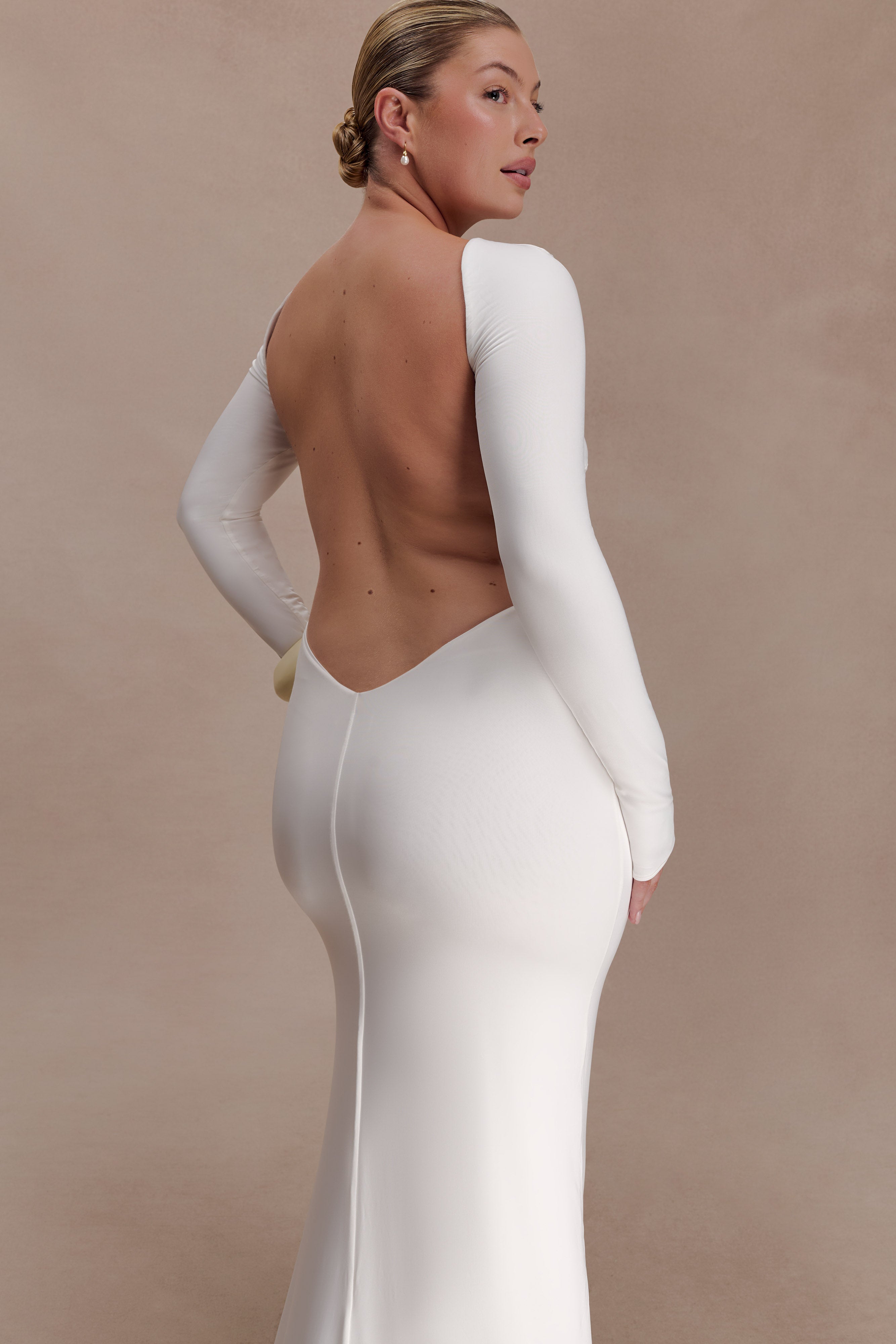 Marlene Slinky Low Back Maxi Dress - White