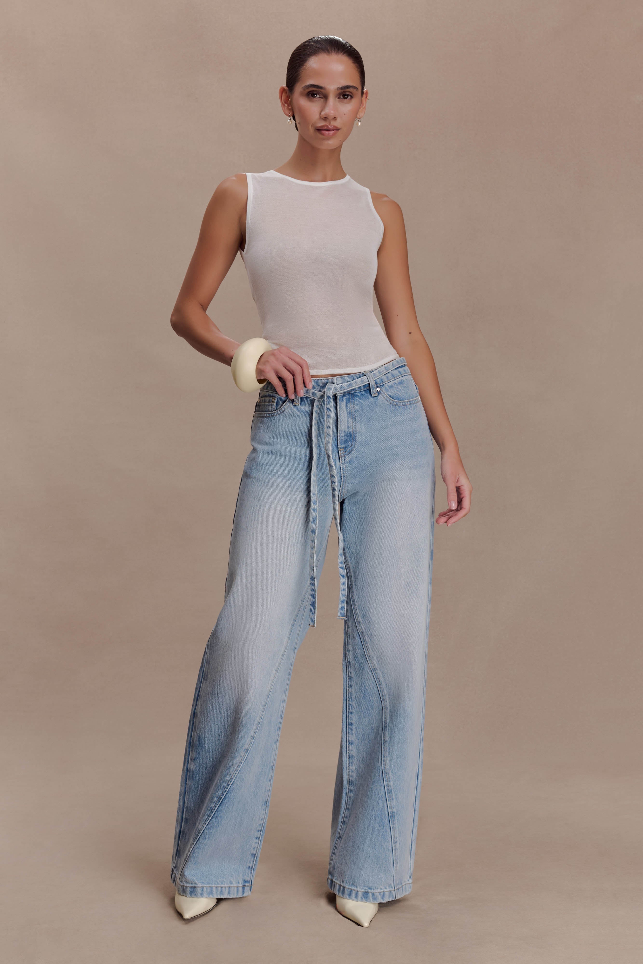 Dollie Sheer Knit Tank Top - Ivory