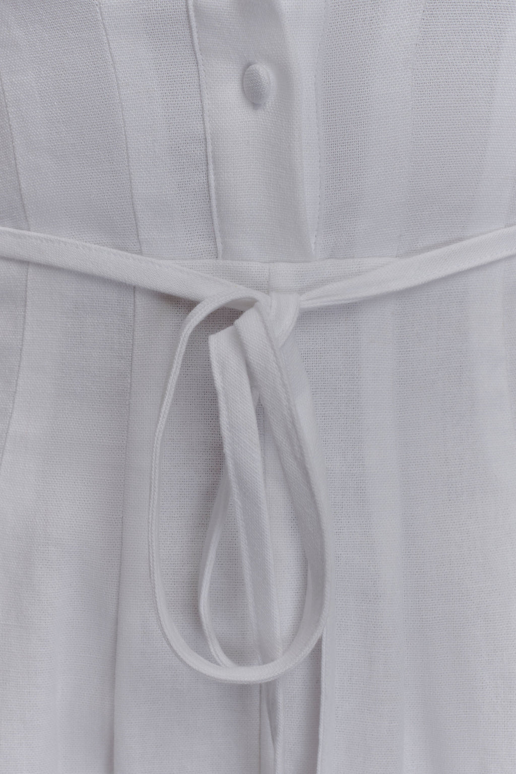 Aysha Buttoned Linen Midi Dress - White