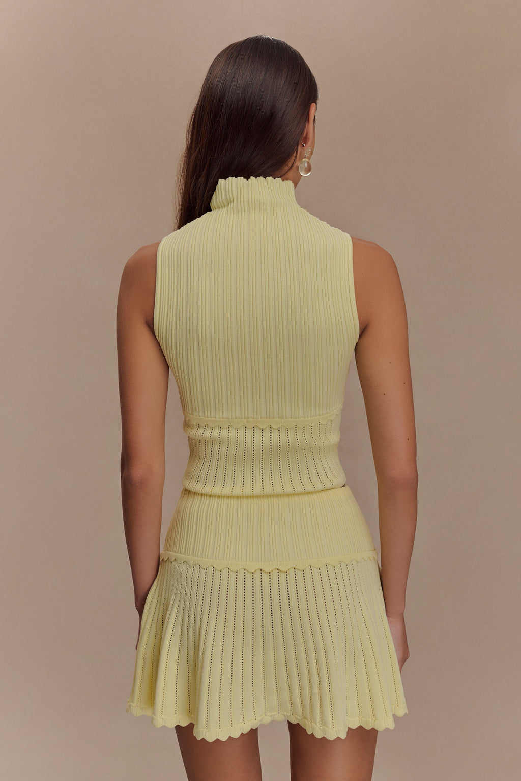 Indy Pointelle Knit Mini Skirt - Lemon