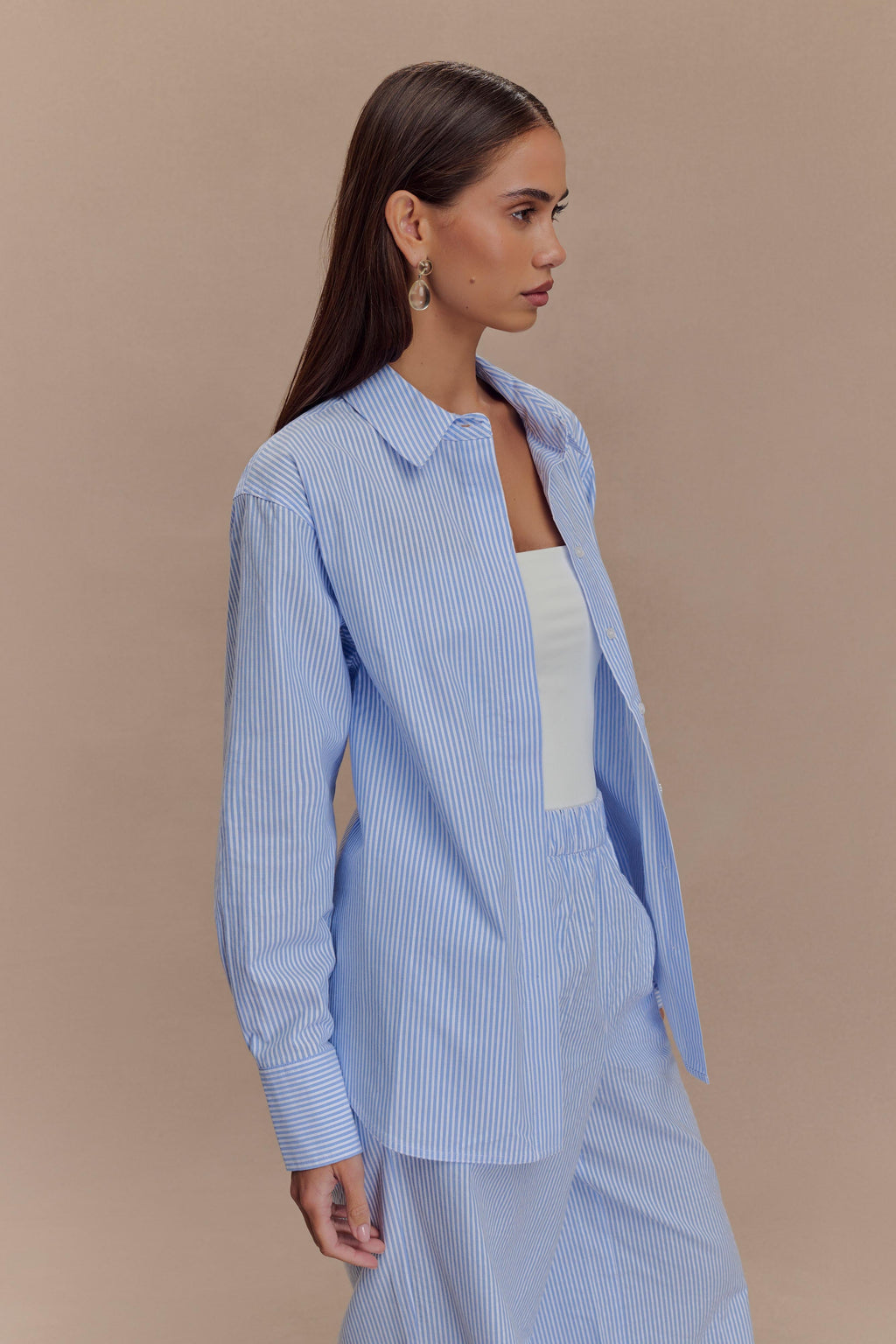 Hansen Oversized Shirt - Blue Pinstripe
