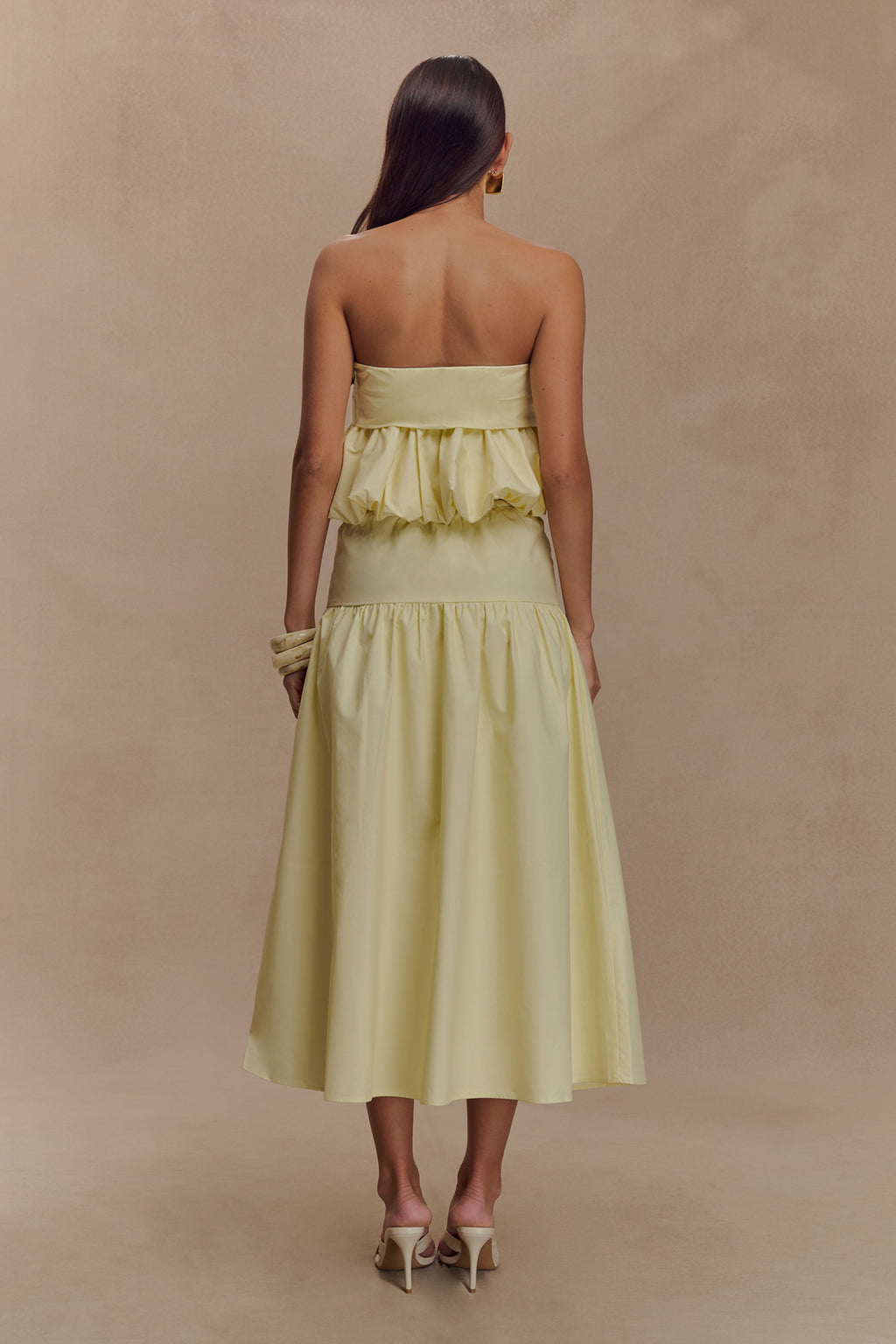 Amirah Strapless Bubble Crop Top - Lemon