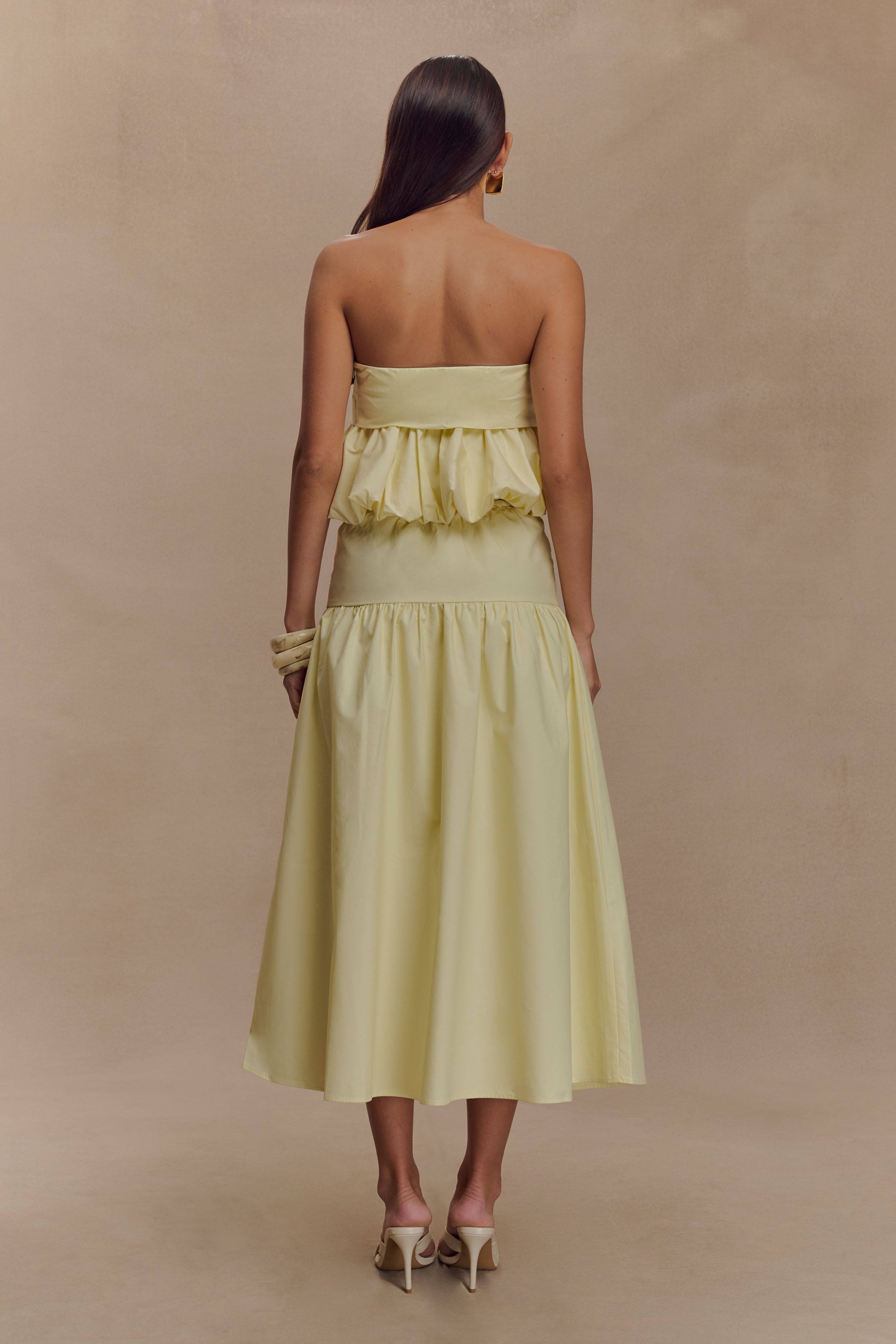 Amirah Strapless Bubble Crop Top - Lemon
