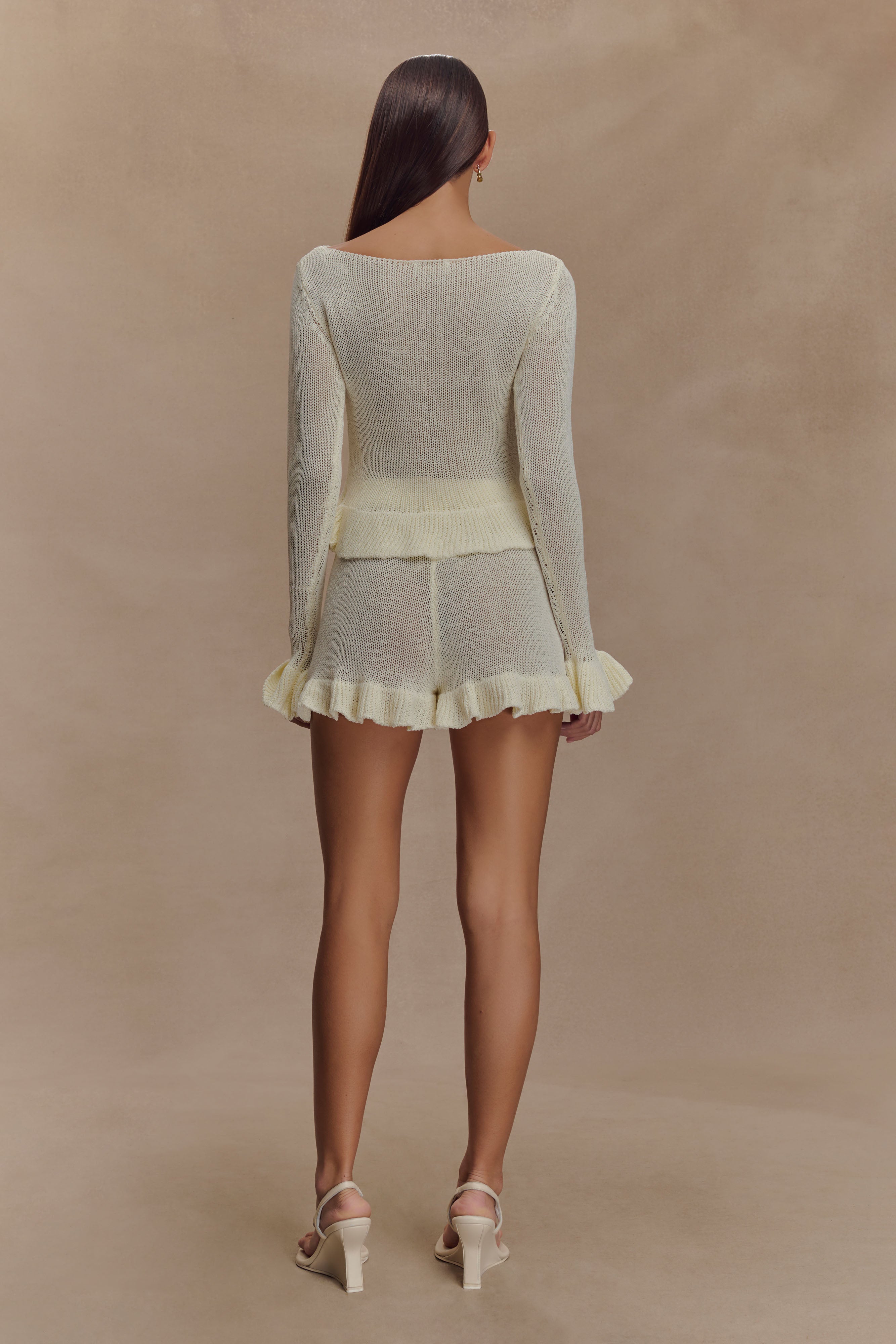Eleanor Knit Frill Cardigan - White