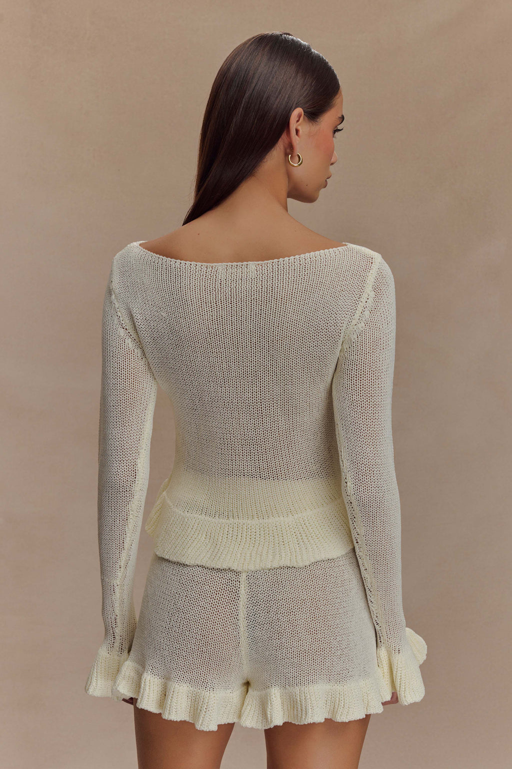 Eleanor Knit Frill Cardigan - White