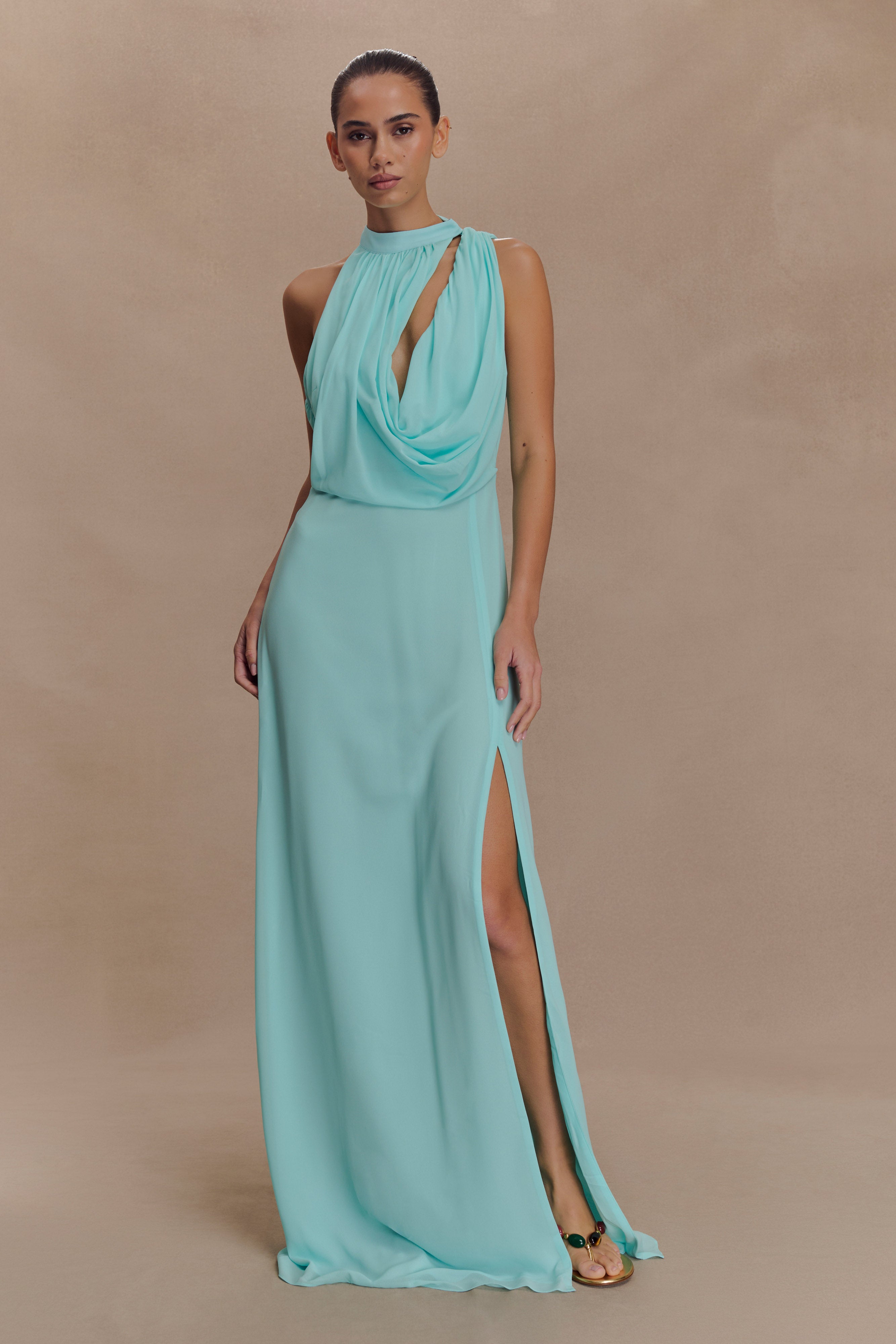 Galia Cowl Neck Maxi Dress - Lagoon