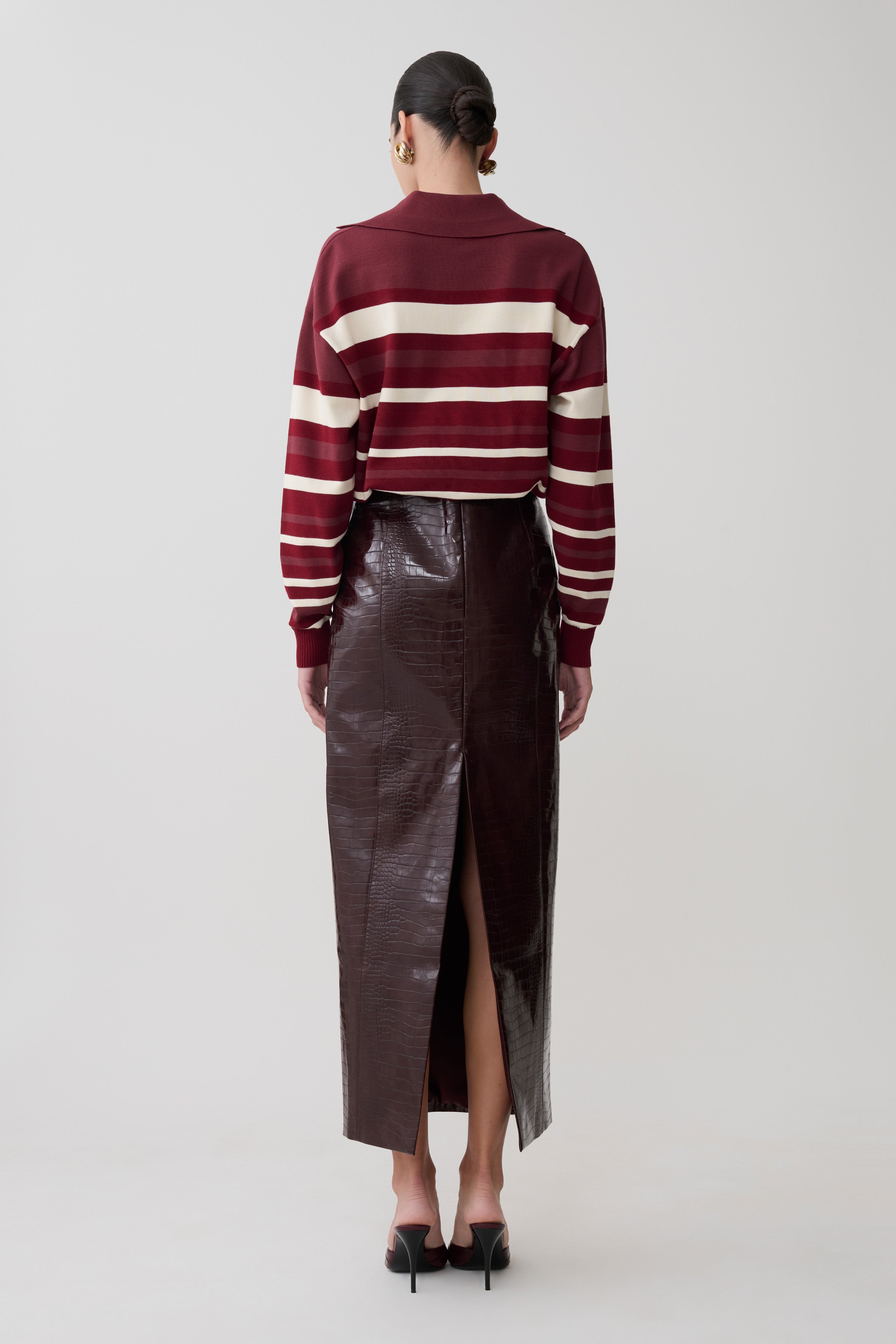 Philly Stripe Long Sleeve Knit Jumper - Burgundy/Cream