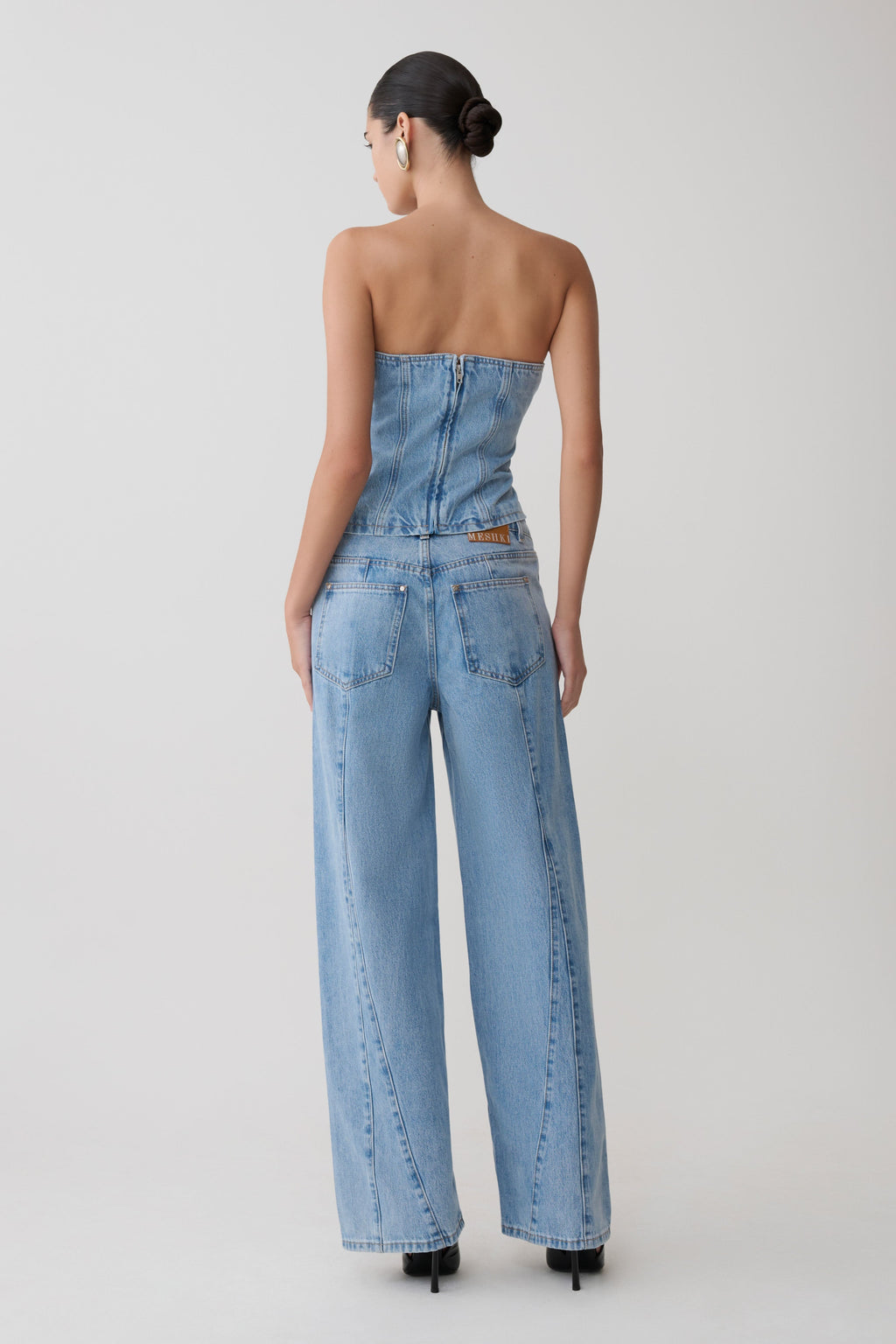 Tommy Strapless Denim Top With Buckle - Classic Blue