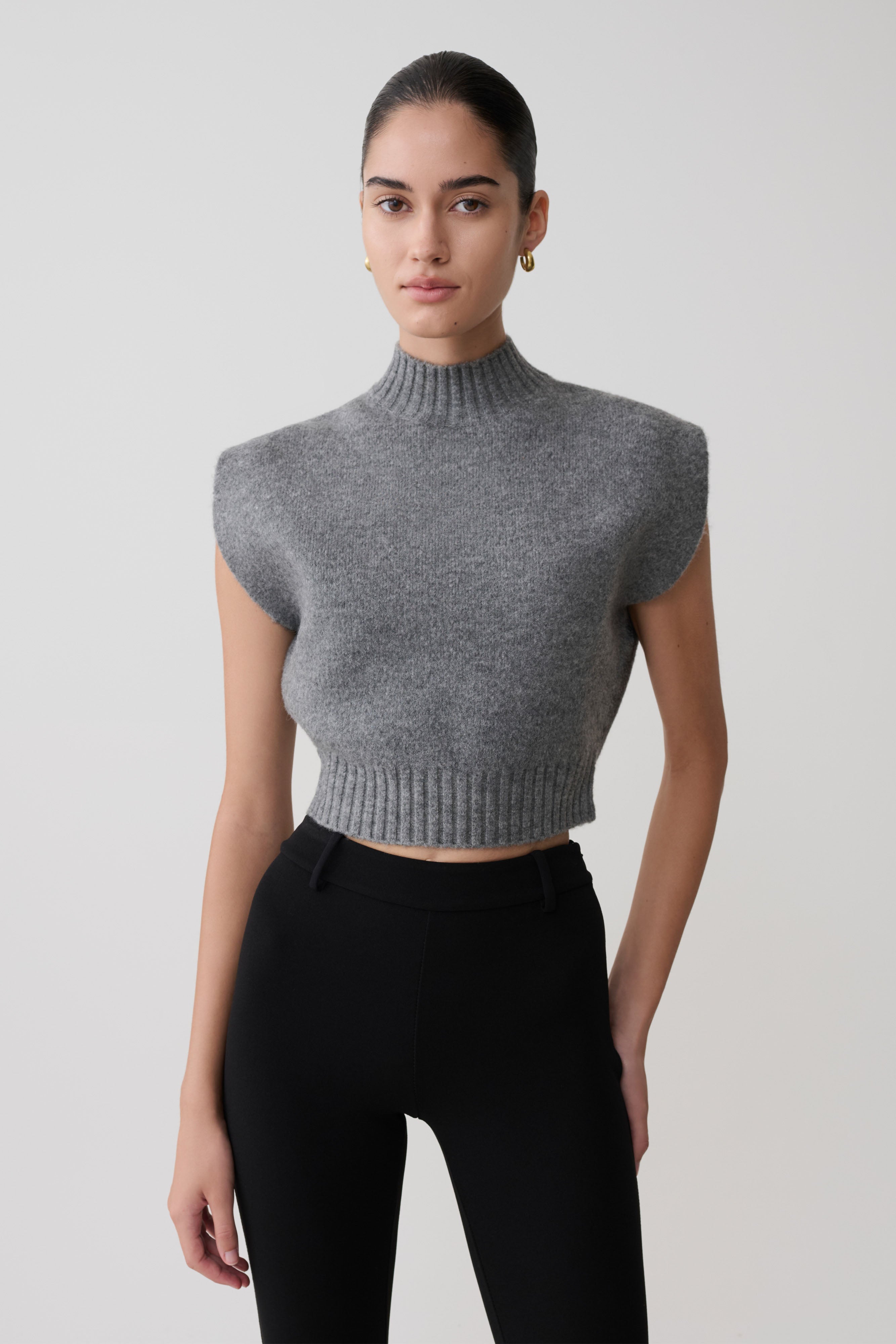 Niko Knit Oversized Top - Charcoal