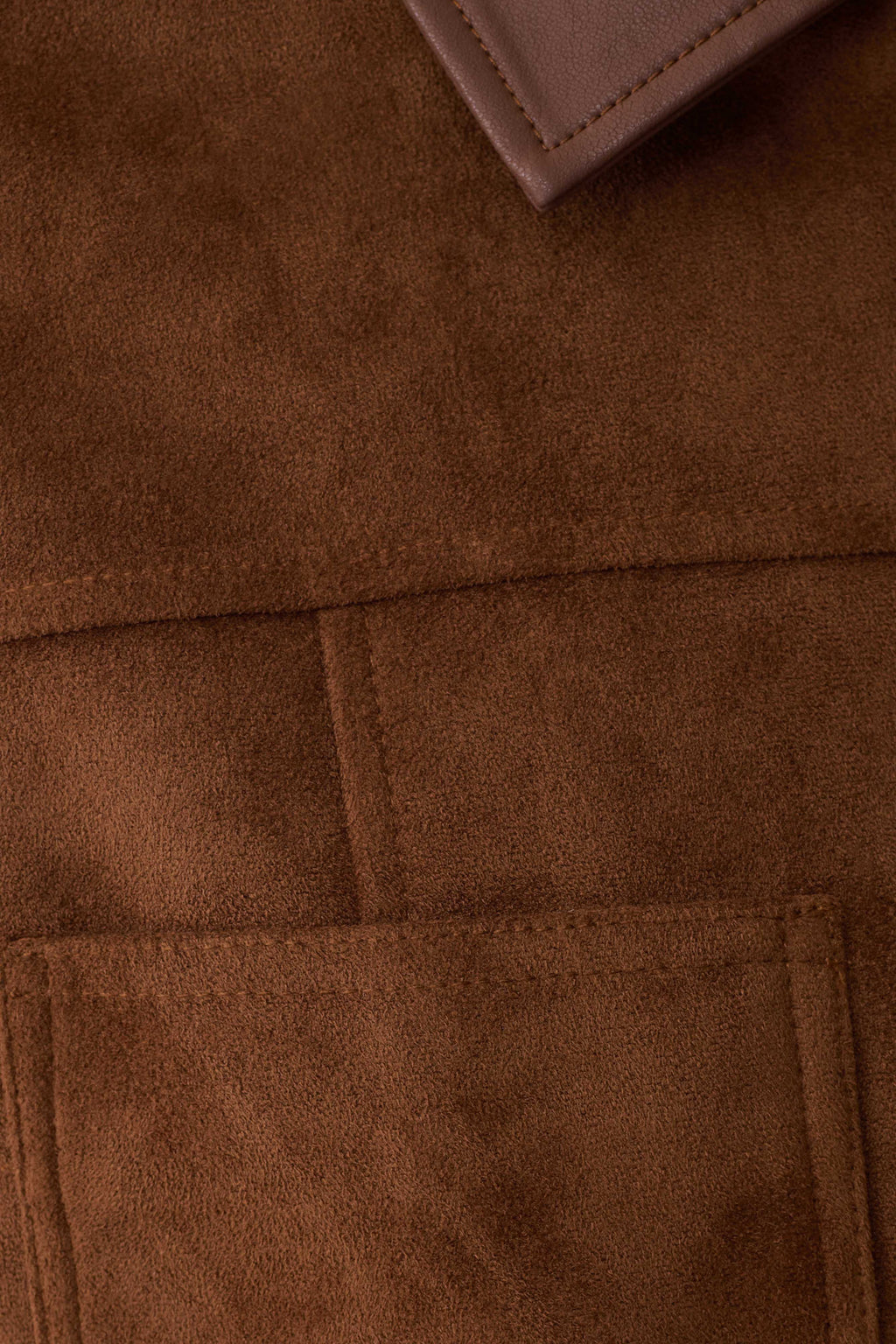 Remy Faux Suede & Leather Collared Jacket - Tan