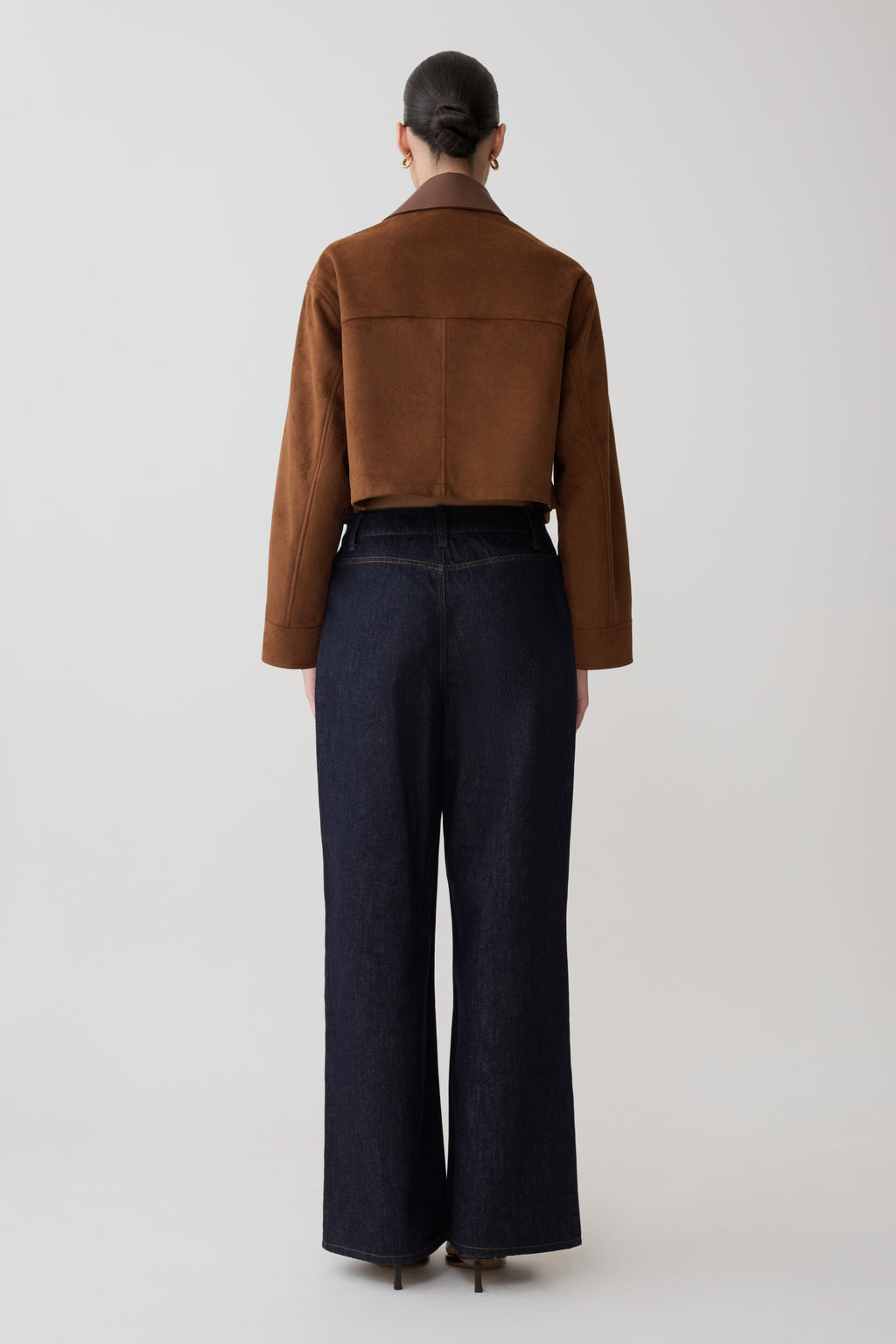 Remy Faux Suede & Leather Collared Jacket - Tan