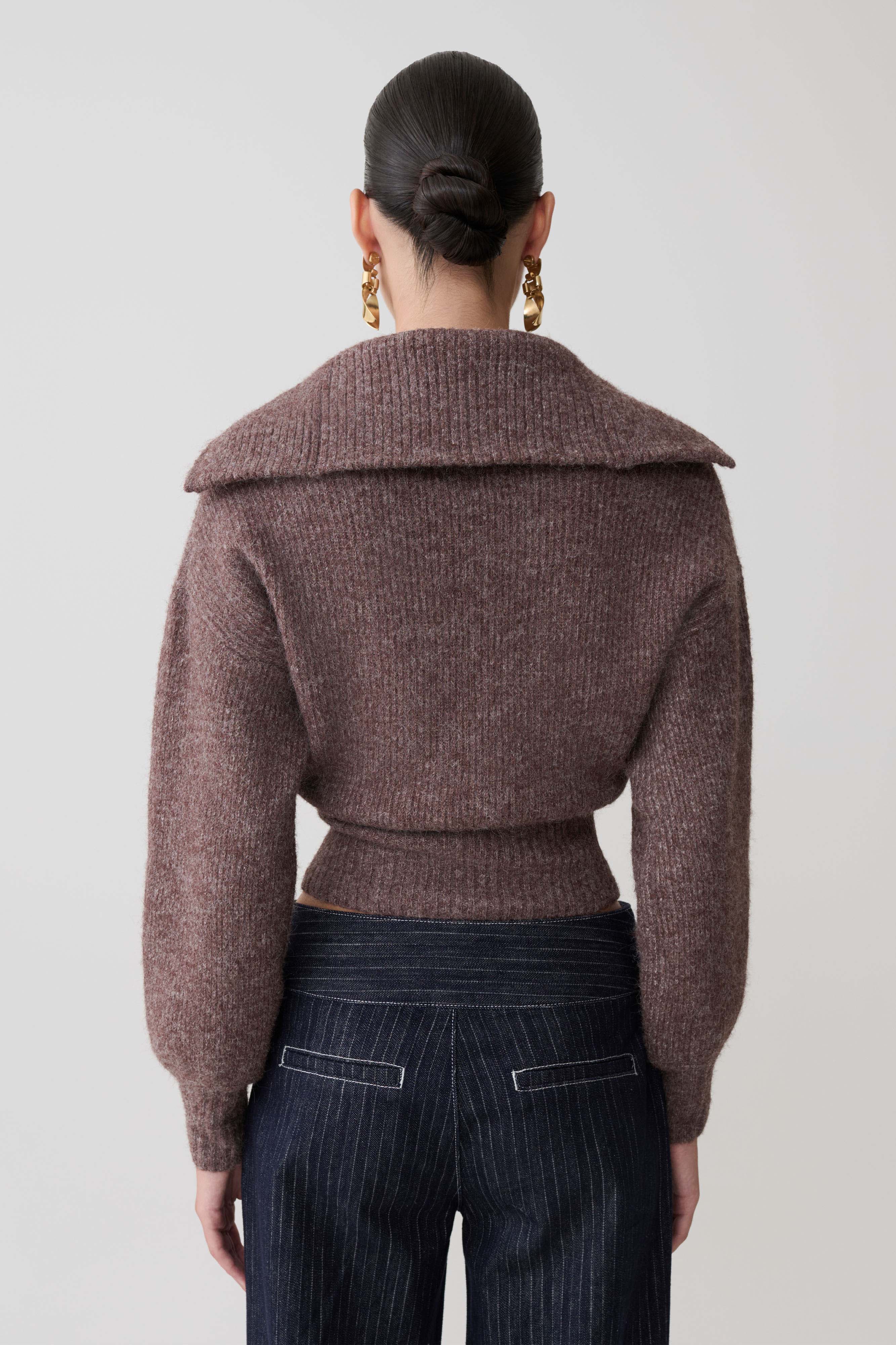 Skylaine Zip Knit Jumper - Brown Marle