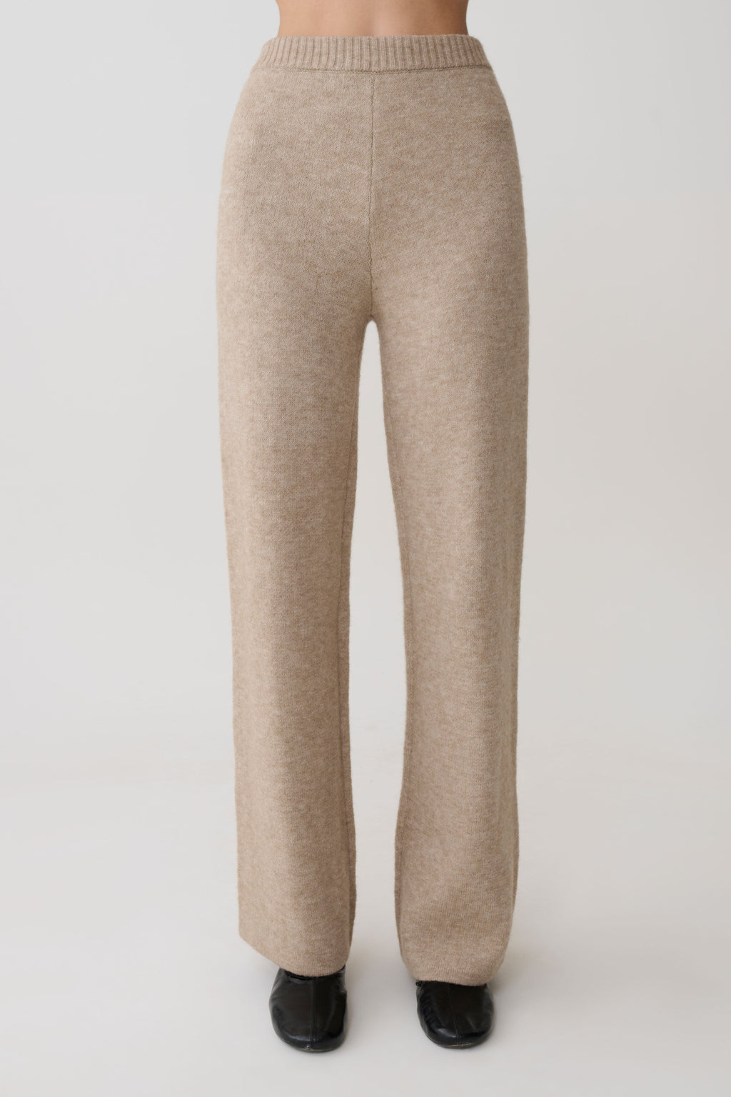 Evan Knit Wide Leg Pants - Beige Marle