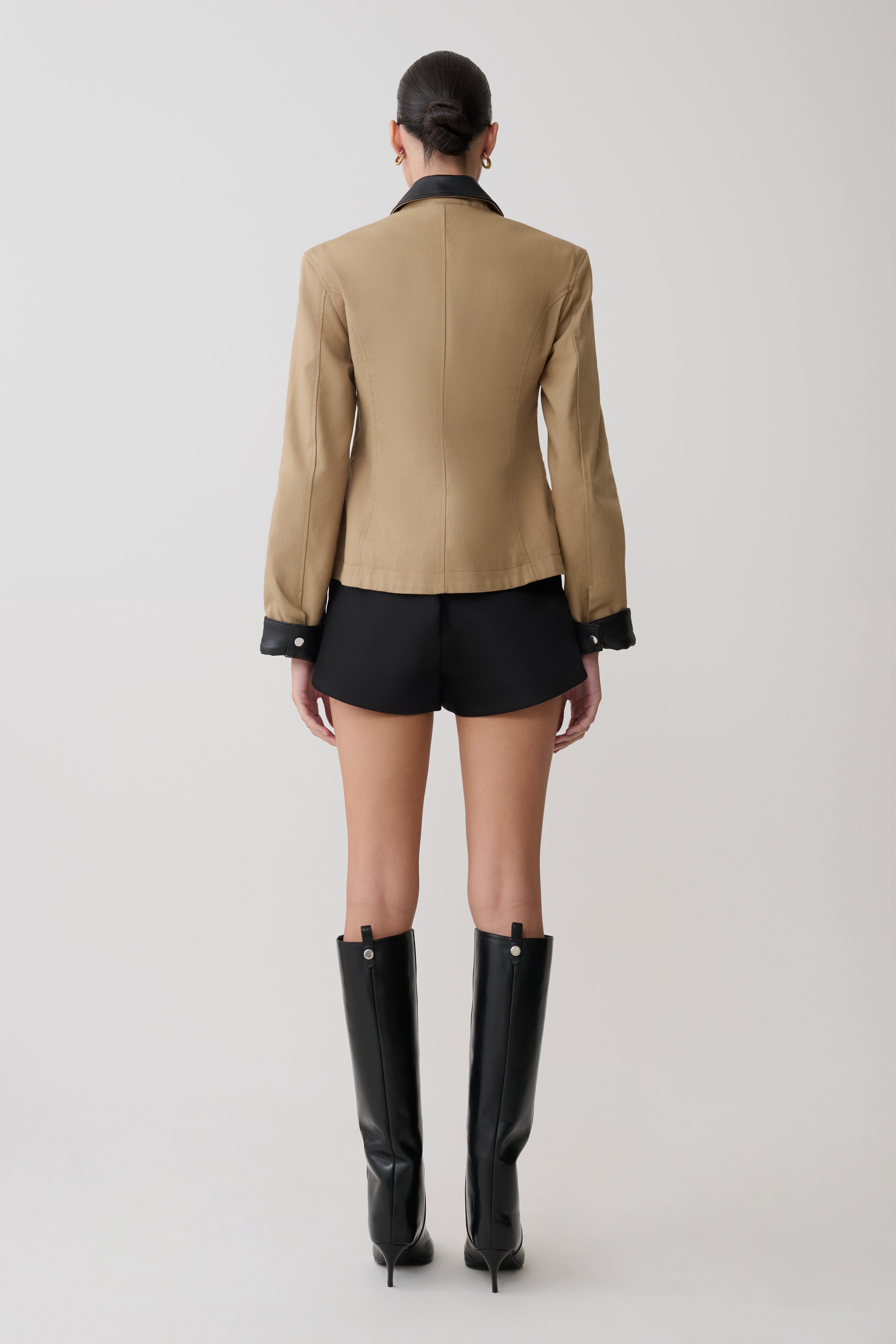 Solange Zip Up Collared Jacket - Natural