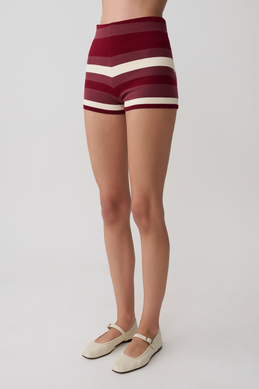 Philly Stripe Knit Short - Burgundy/Cream