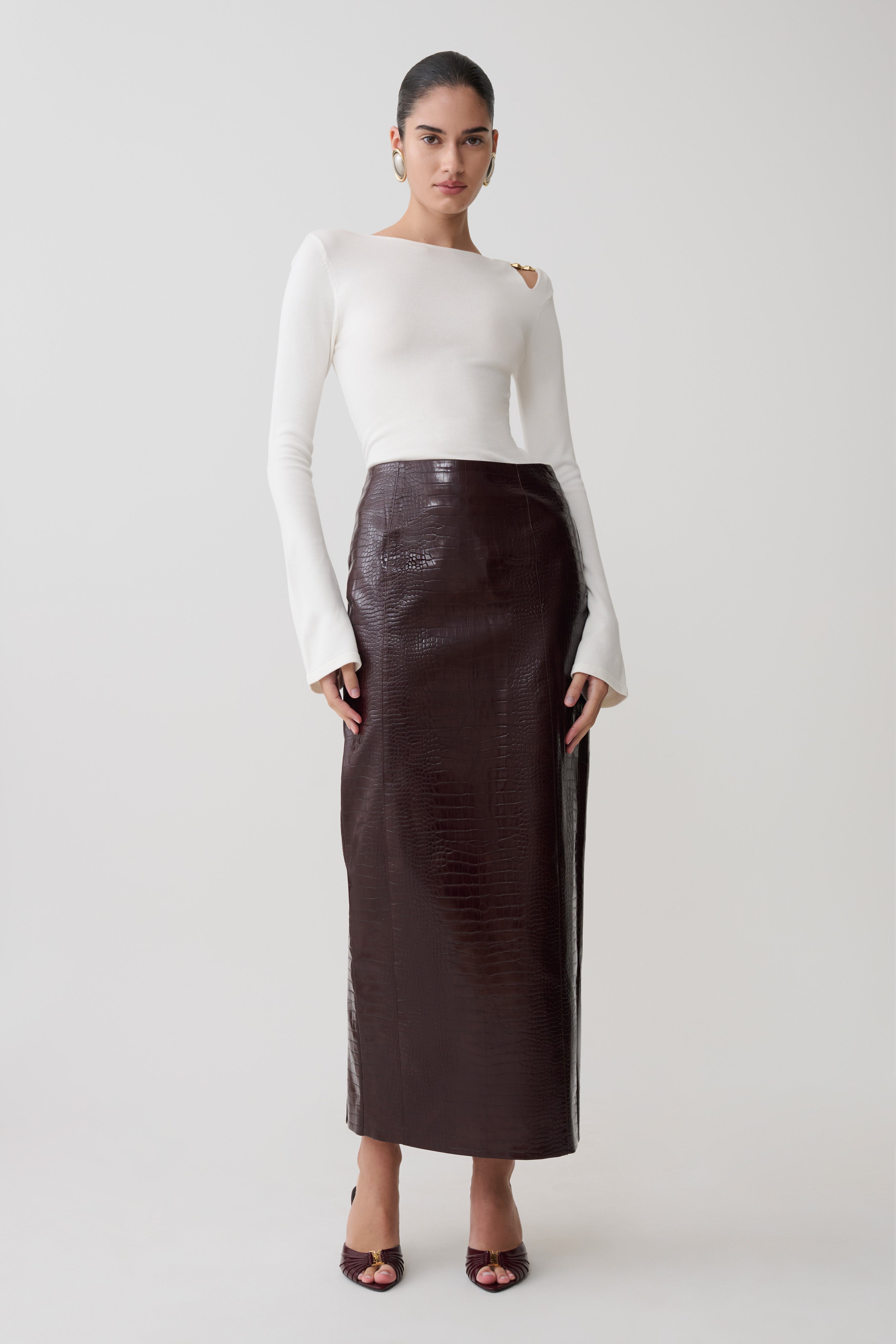 Ricky Knit Long Sleeve Longline Top - Ivory