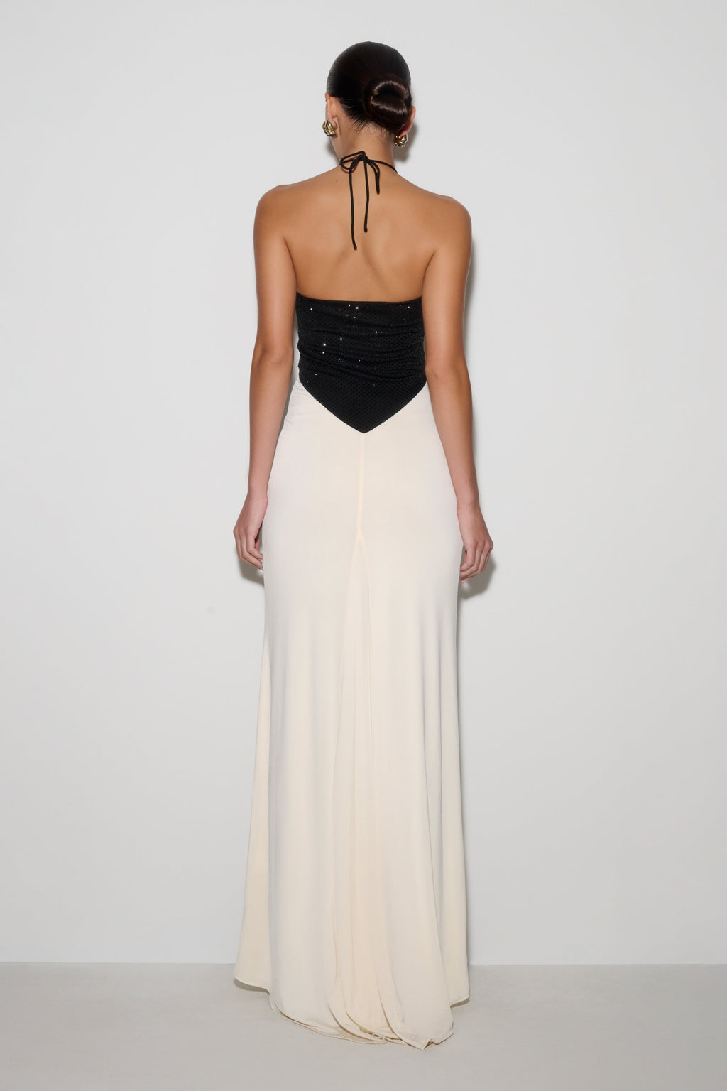 Hien Sequin Halter Maxi Dress - Black/Ivory
