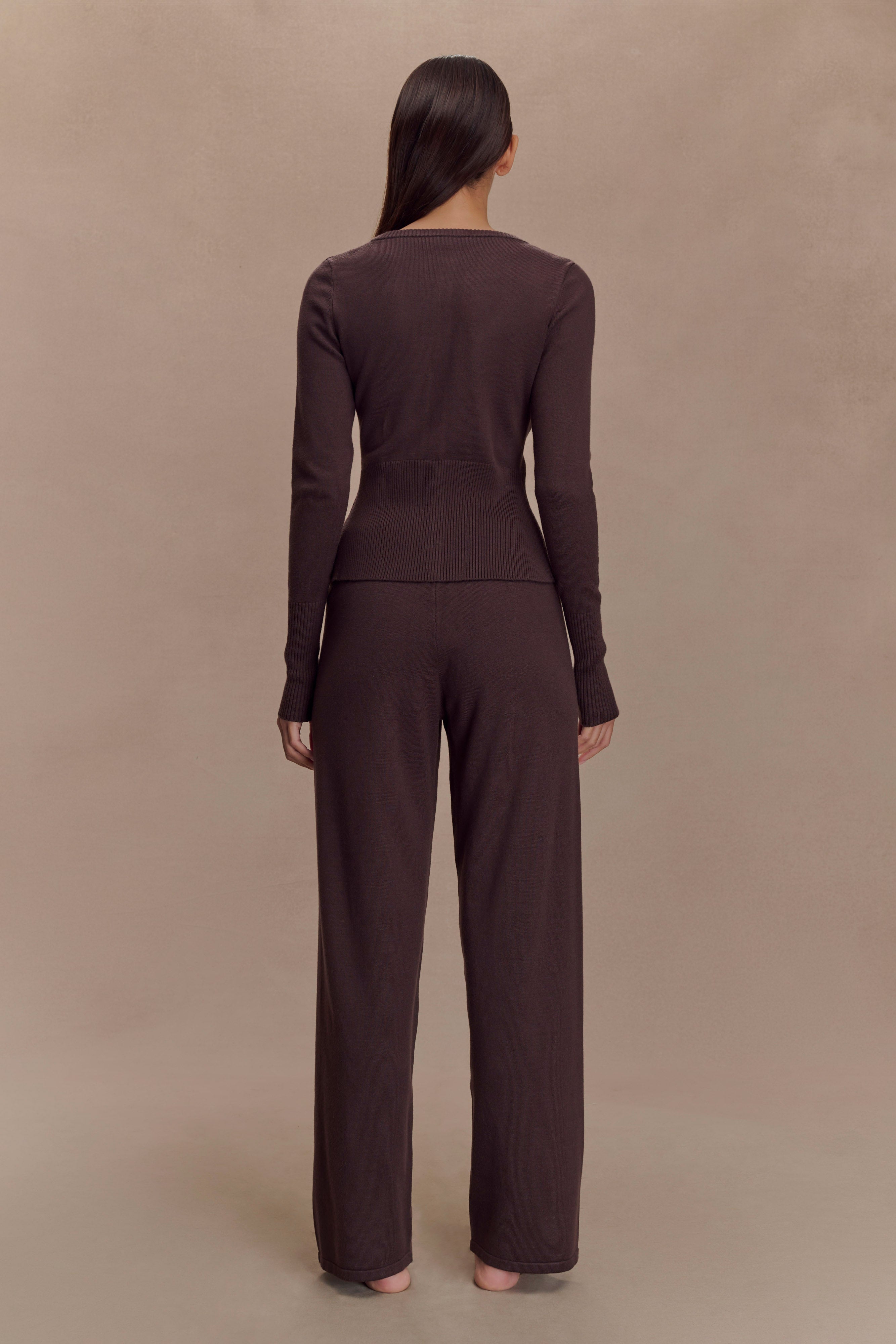 Natalya Knit Wide Leg Pants - Dark Chocolate