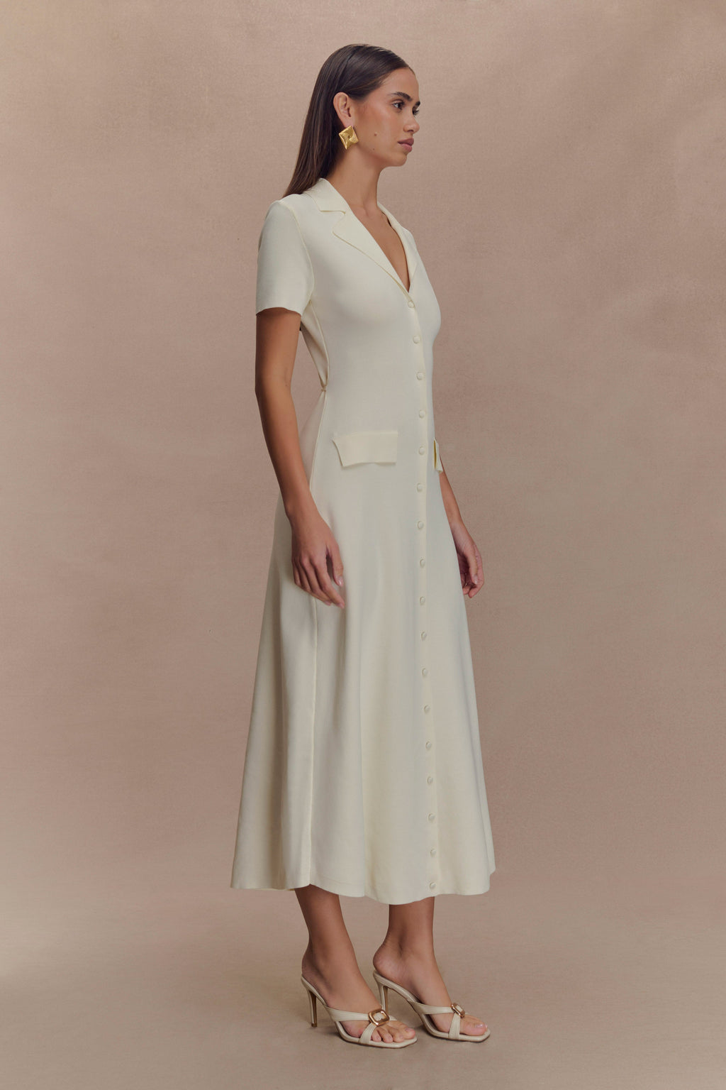 Pearson Short Sleeve Knit Midi Dress - Ivory