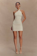 Mariposa Slinky Halter Mini Dress - Ivory
