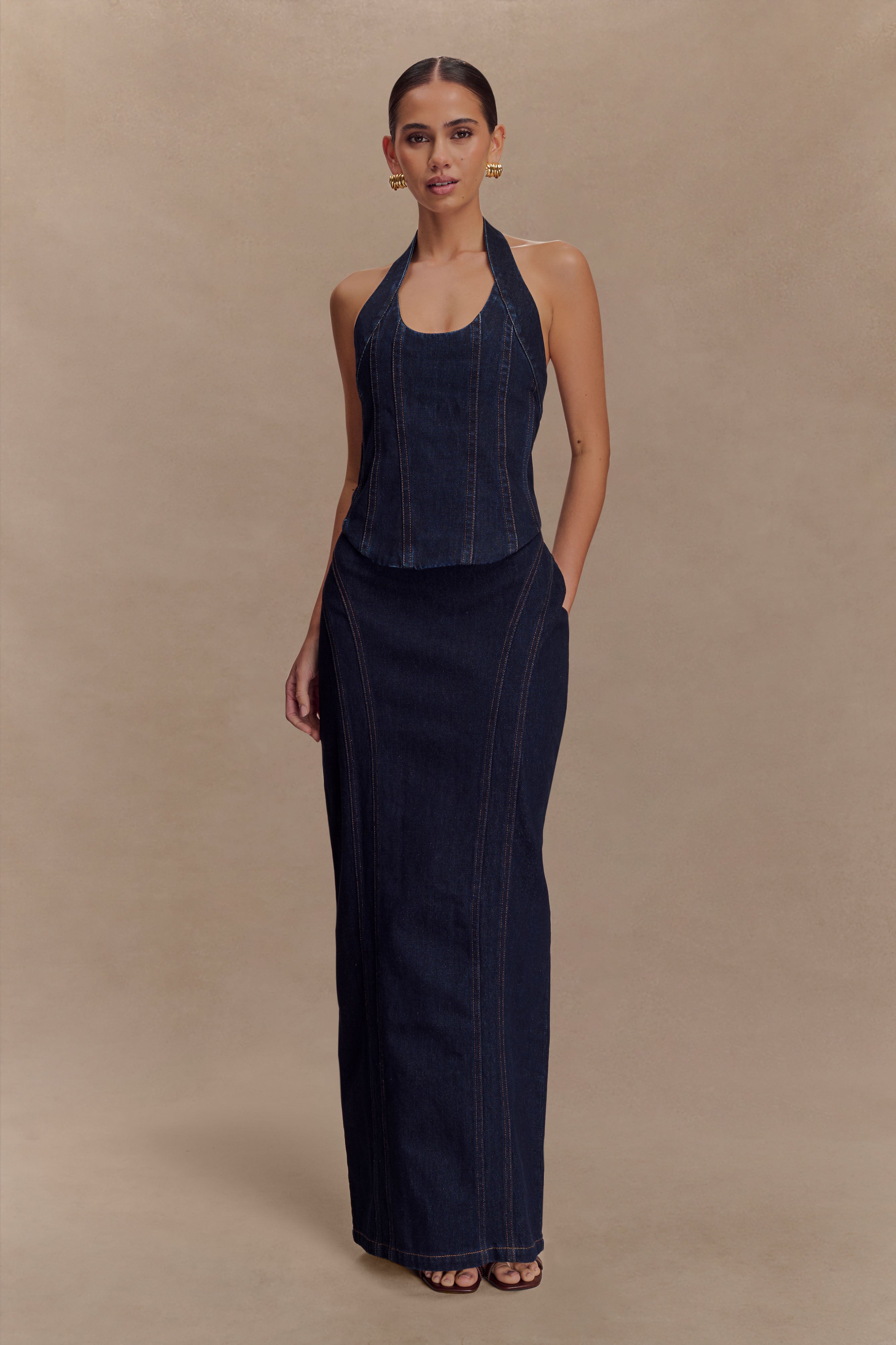 Alma Denim Maxi Skirt - Indigo Blue