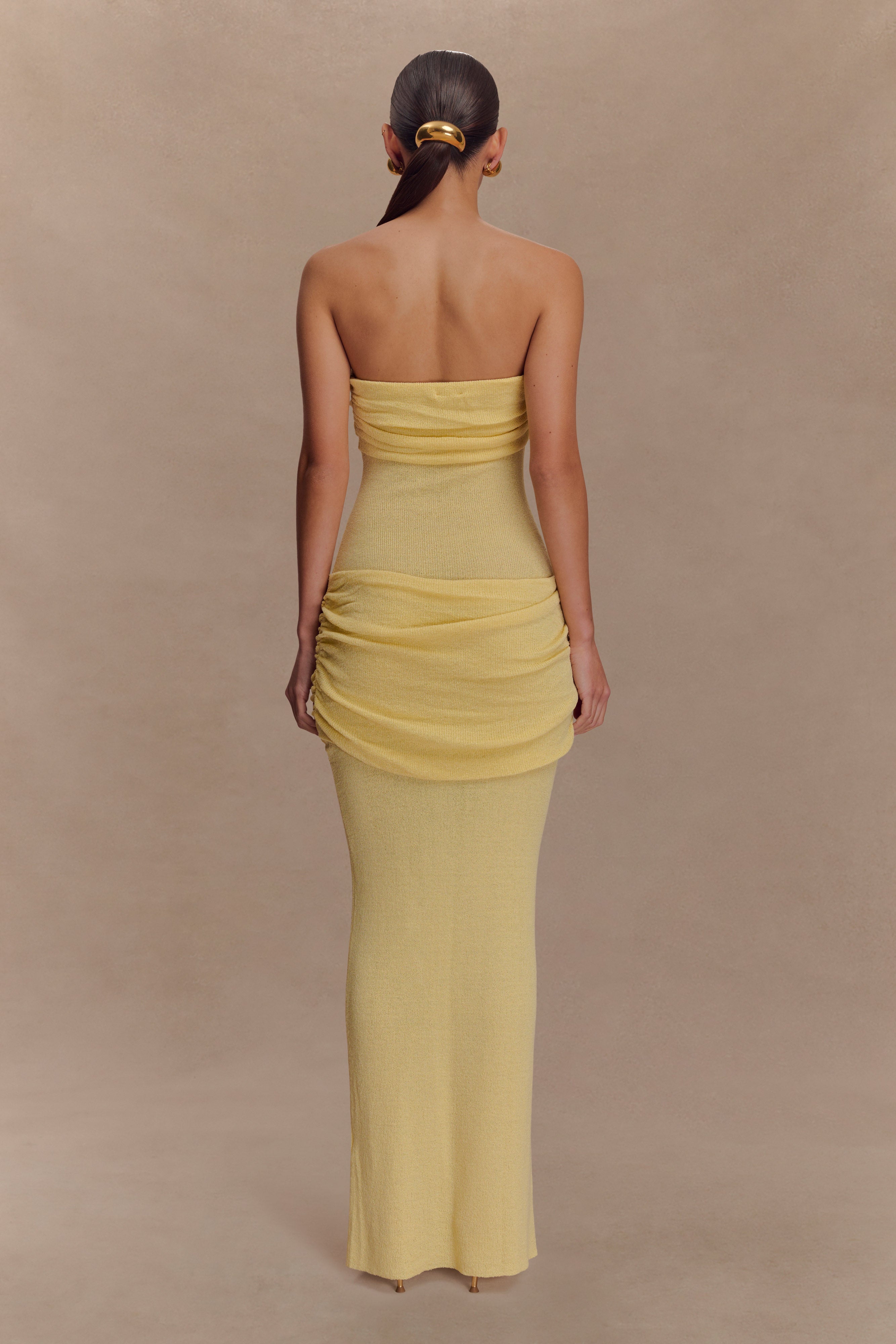 Elora Strapless Knit Maxi Dress - Lemon