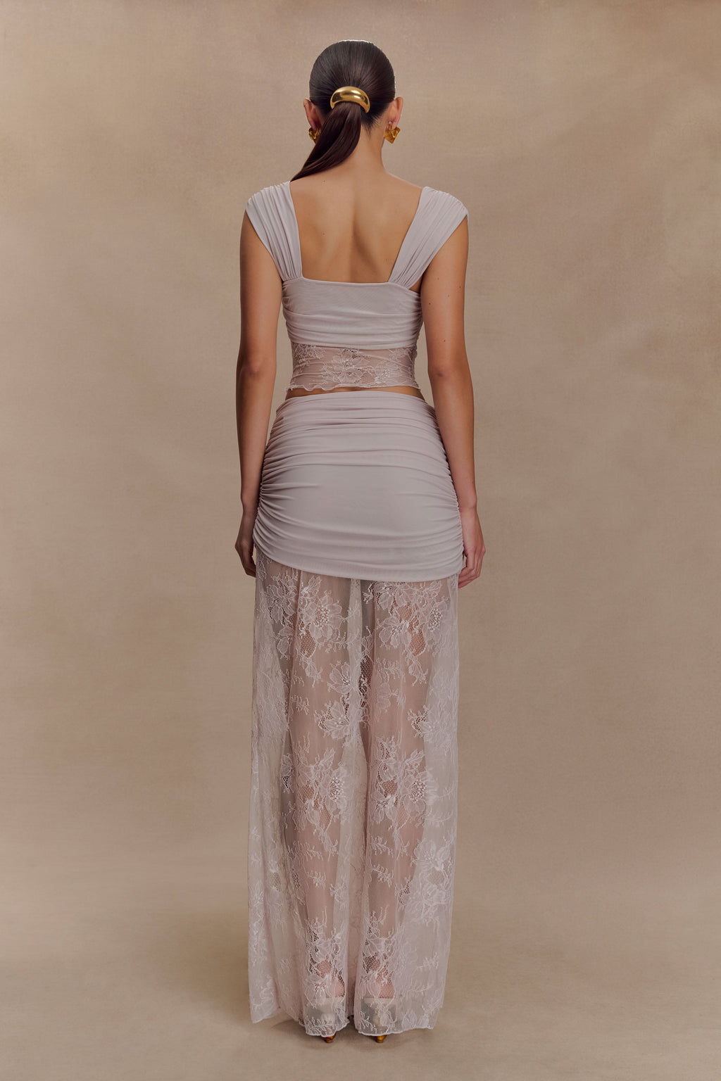 Guinevere Lace And Mesh Top - Lilac