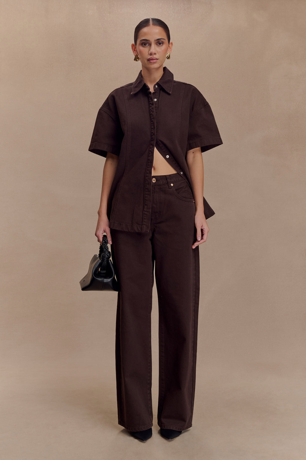 Mannon Mid Rise Denim Jeans - Chocolate