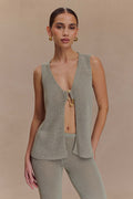 Malani Knit Top With Hardware - Sage