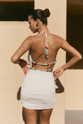 Astraeus Beaded Cowl Mini Dress - Ivory