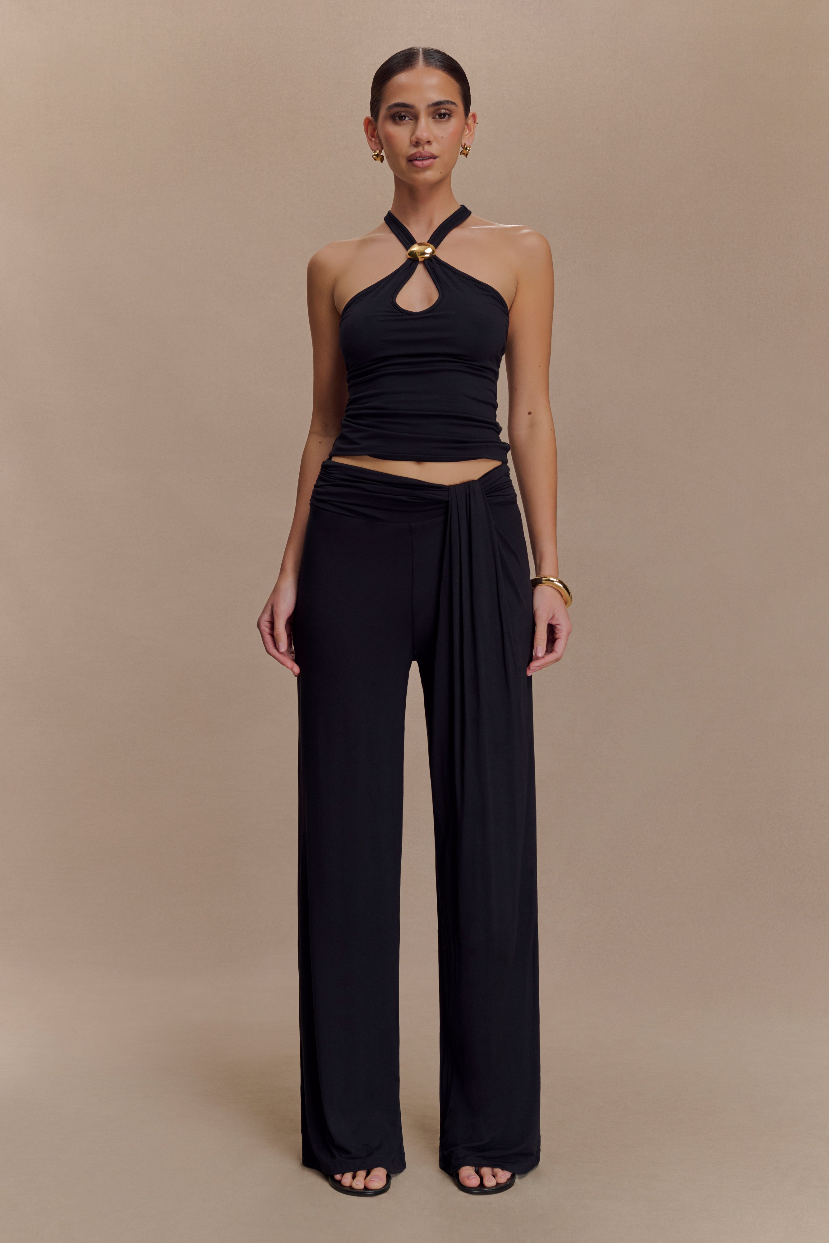 Ramona Modal Tank Top With Hardware - Black