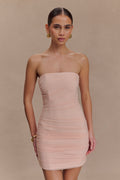 Jianna Strapless Mesh Mini Dress - Powder Pink
