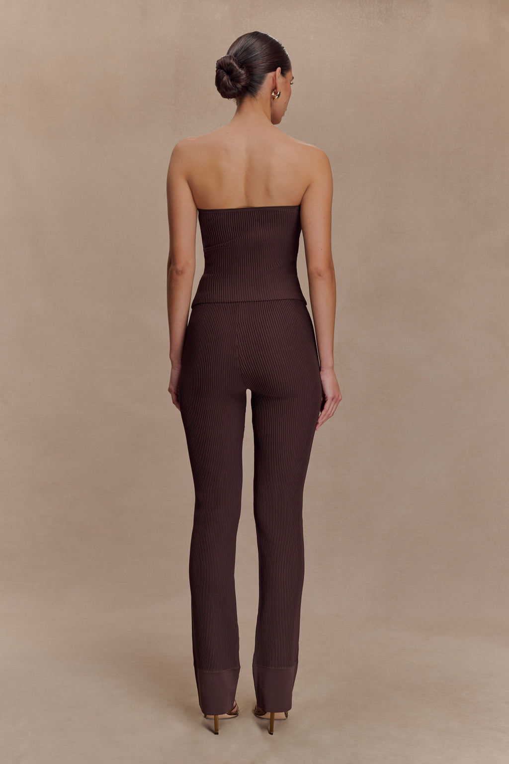 Elodie Strapless Cupped Knit Top - Chocolate
