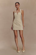 Ebony Embroidered Denim Mini Dress - Cream