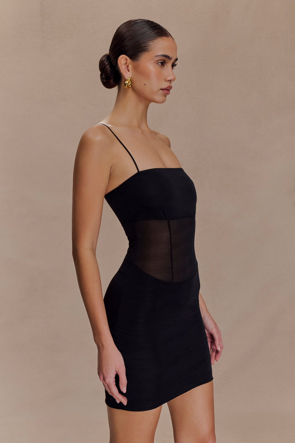 Maryk Mesh Mini Dress - Black