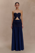 Tully Chiffon Denim Maxi Skirt - Indigo Blue